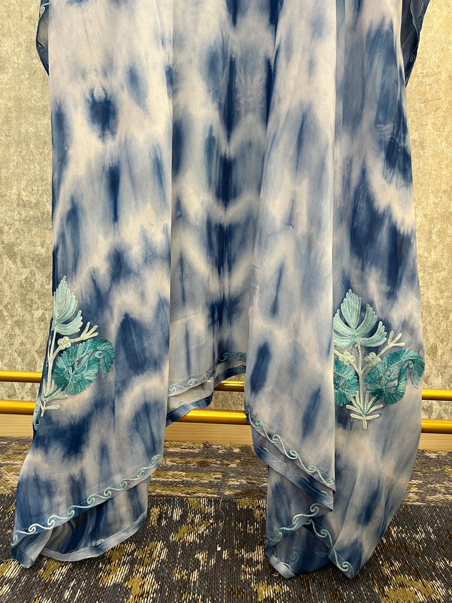 Ice Blue Pure Georgette Shibori Kaftan (44)