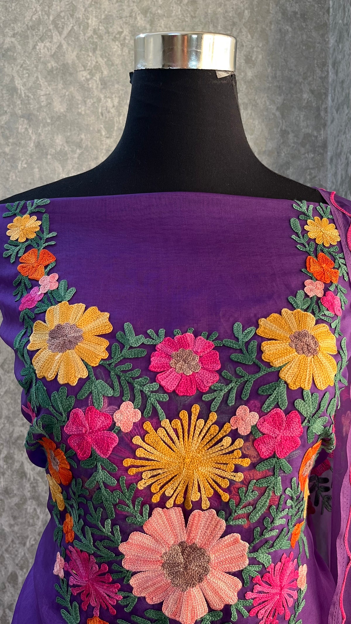 Egg plant Soft Tissue Kashmiri Suit