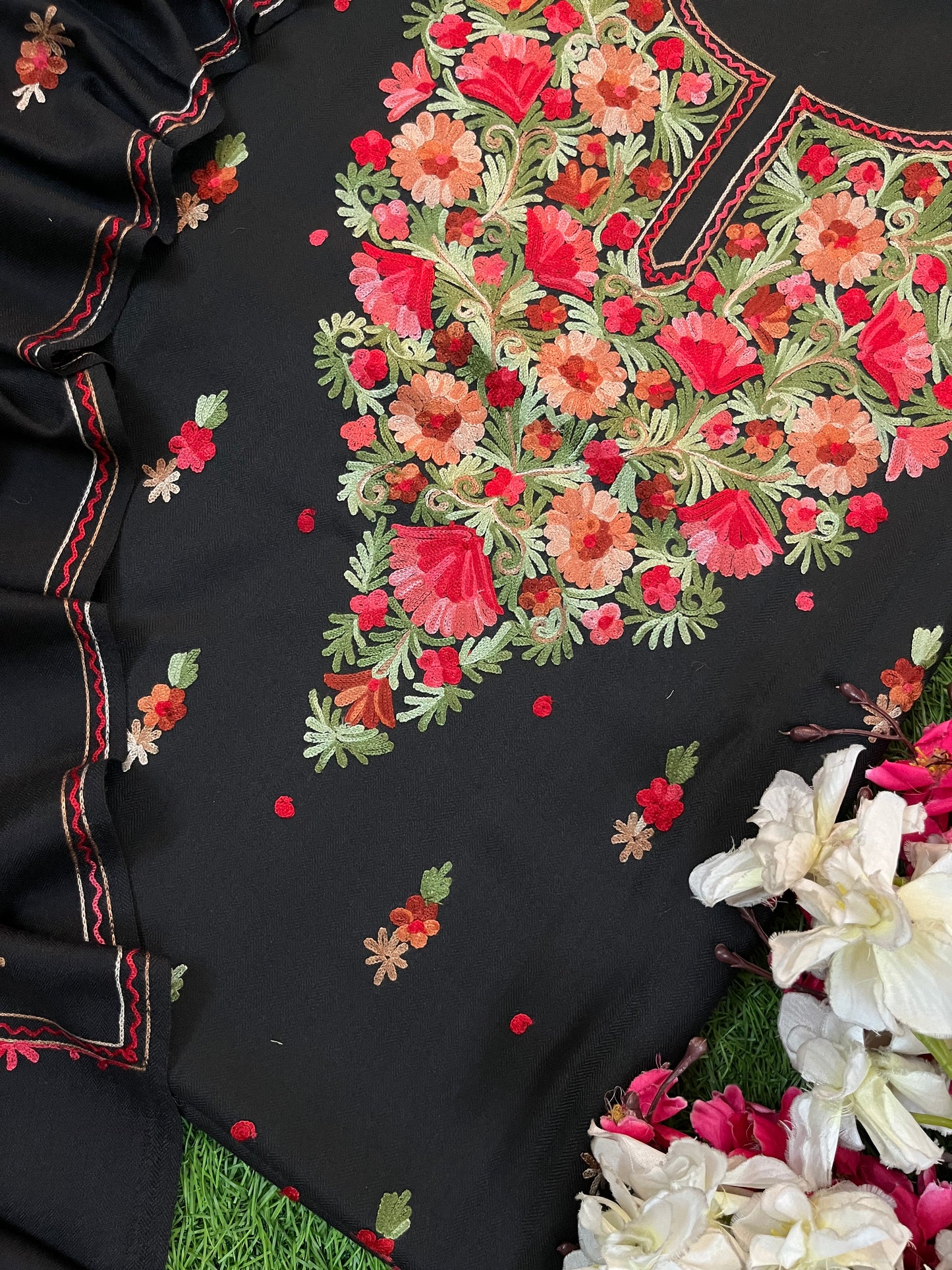 Black Woollen Aari Embroidered 3pc suit