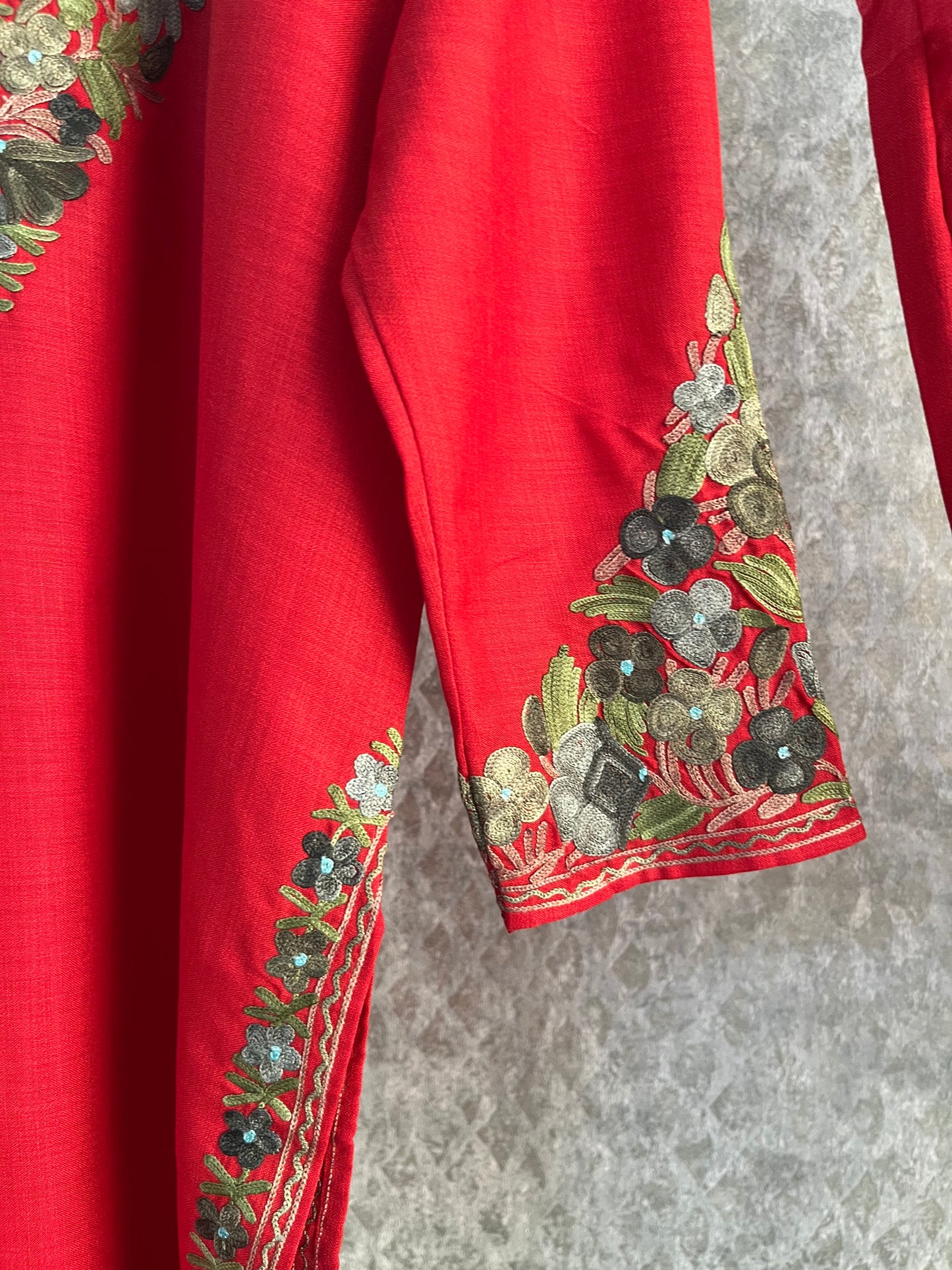 Red Cotton Stitched Co-ord Set (44)