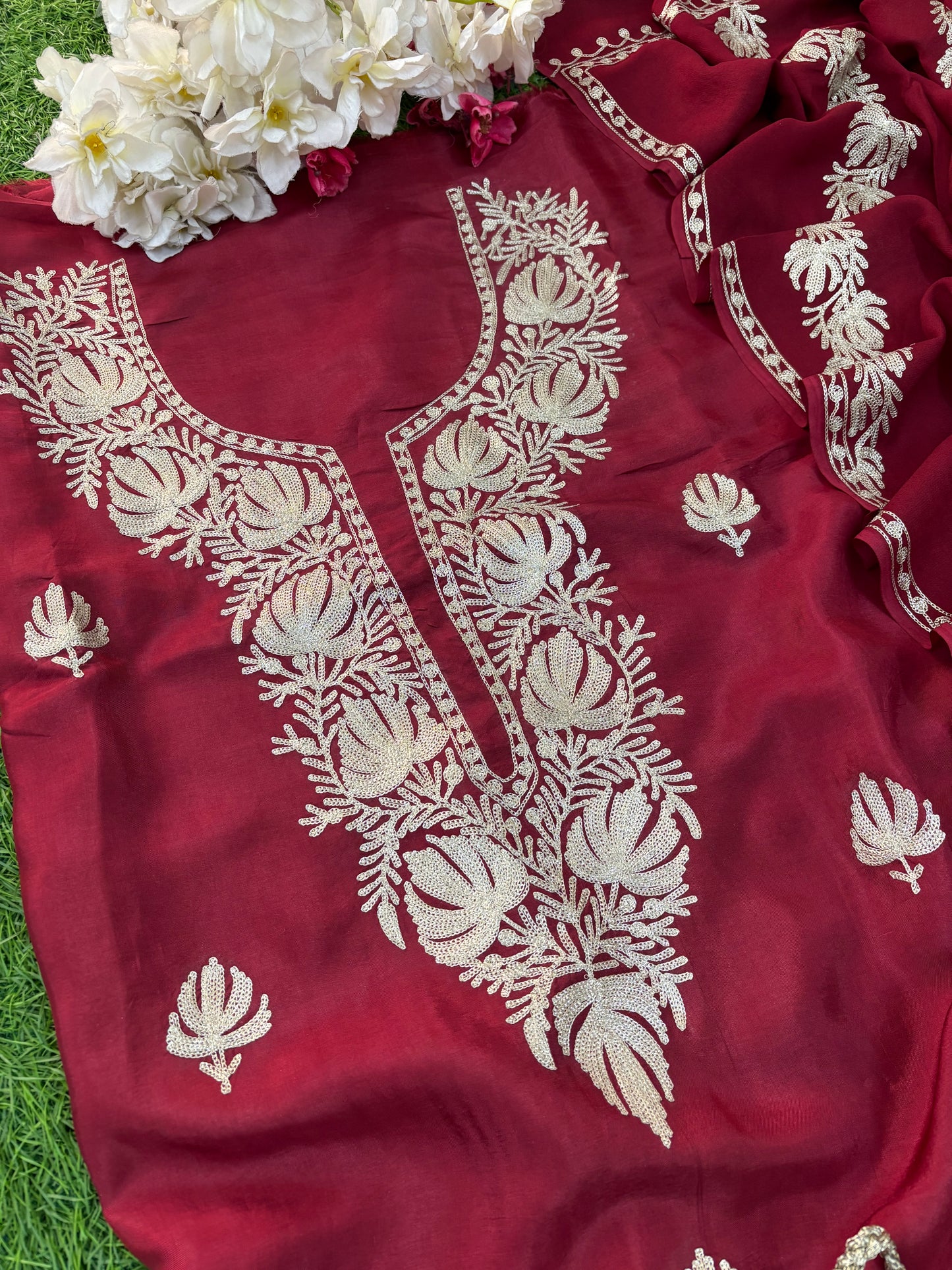 Sanam Silk Kashmiri Suit with Potli