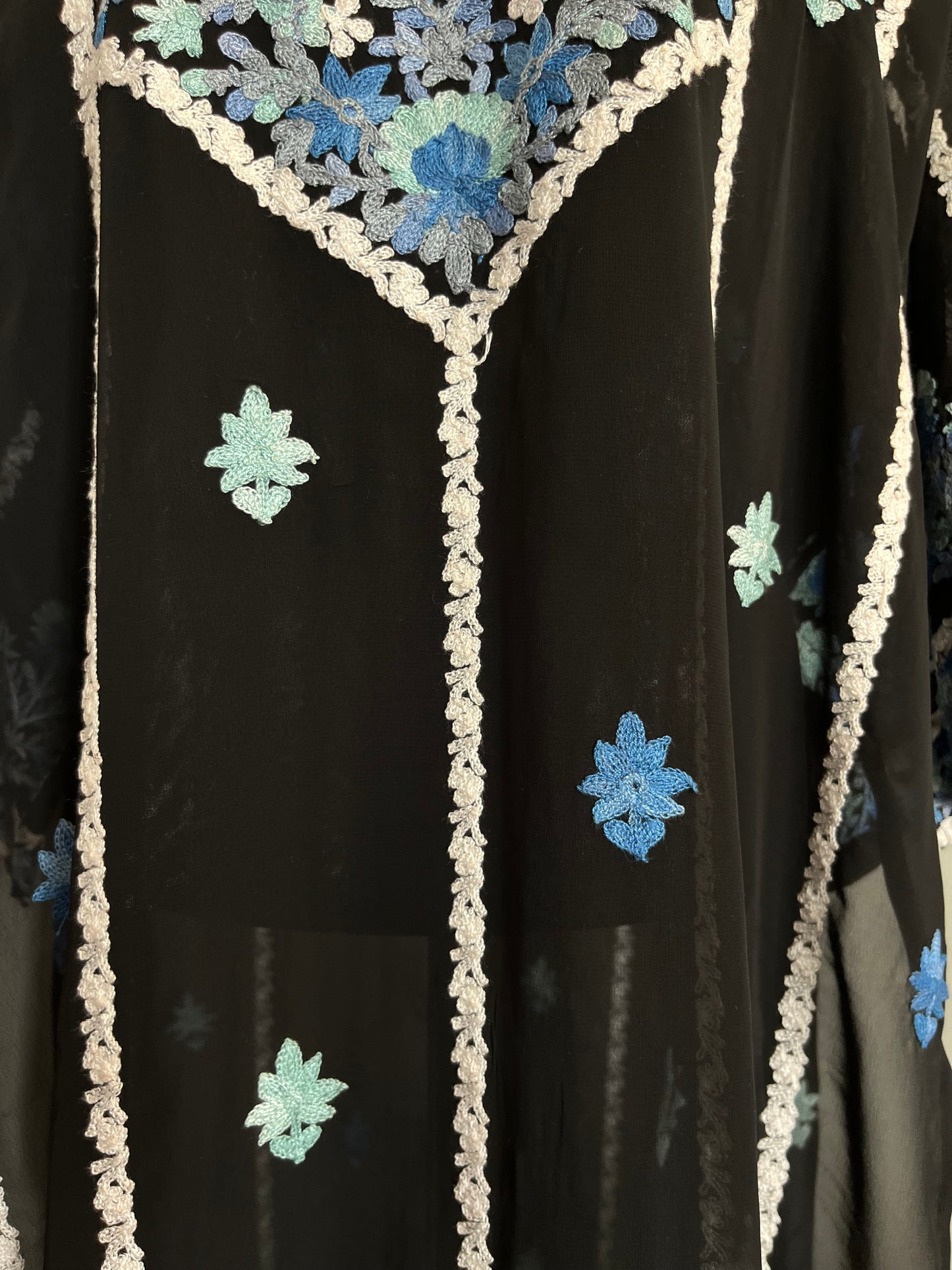 Black Georgette All over Work Aari Embroidered Unstitched Kurta Material