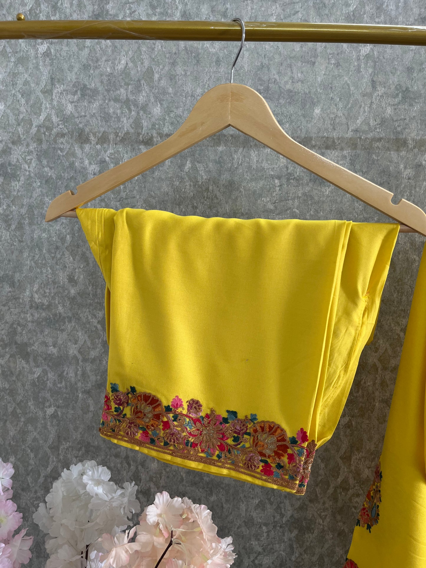 Yellow Cotton Stitched Co-ord Set( 44)