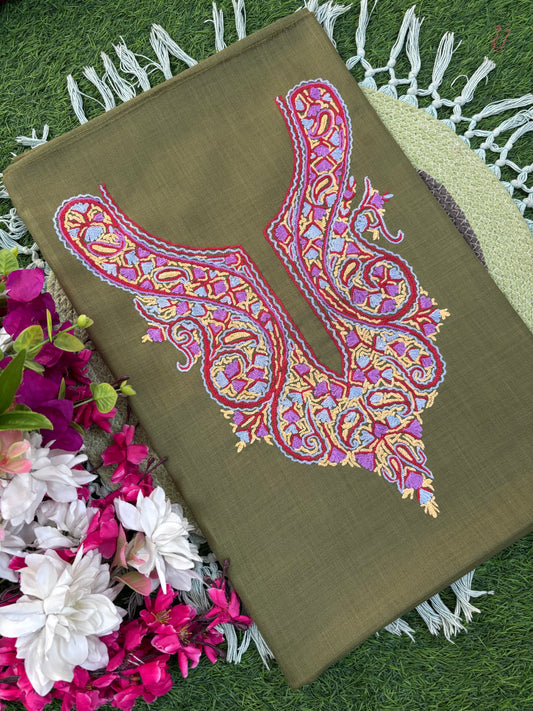 Heena Green Cotton Two Piece Suit (Hand Embroidered)