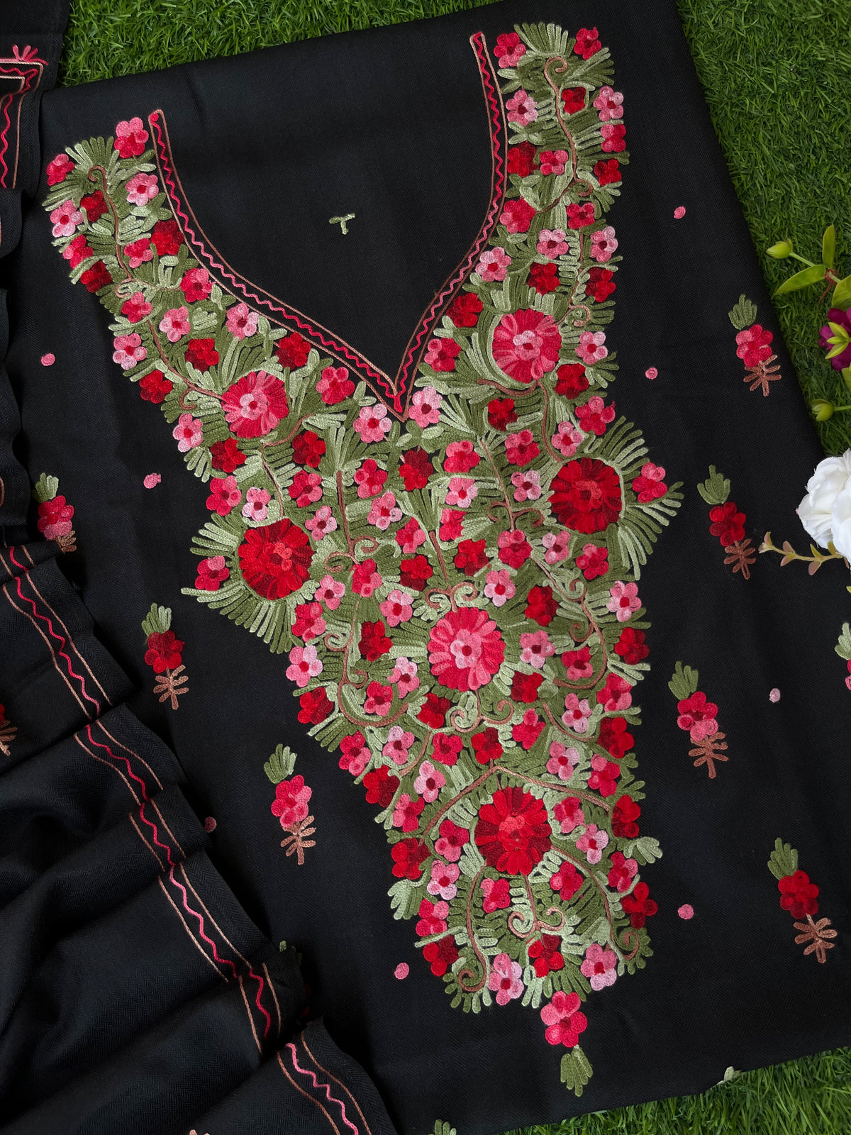 Black Woollen Aari Embroidered 3pc suit