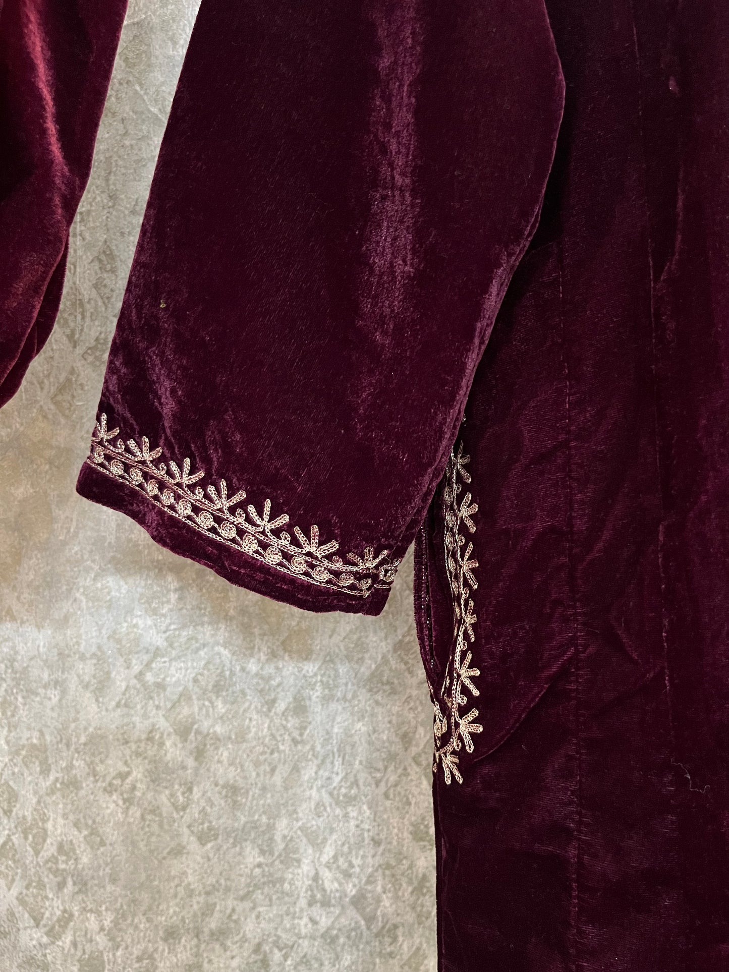 Wine Velvet Tilla Pheran (Size 50)