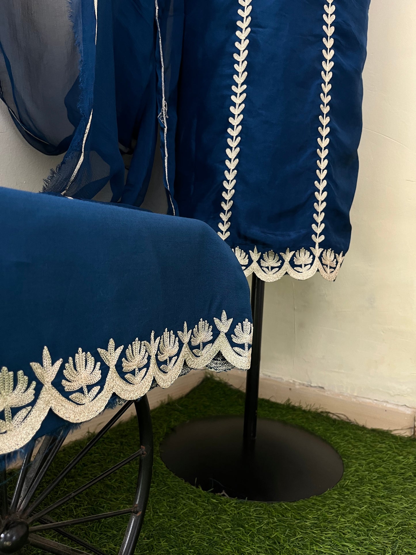 Sanam’ Royal Blue Silk Tilla Embroidered Suit material