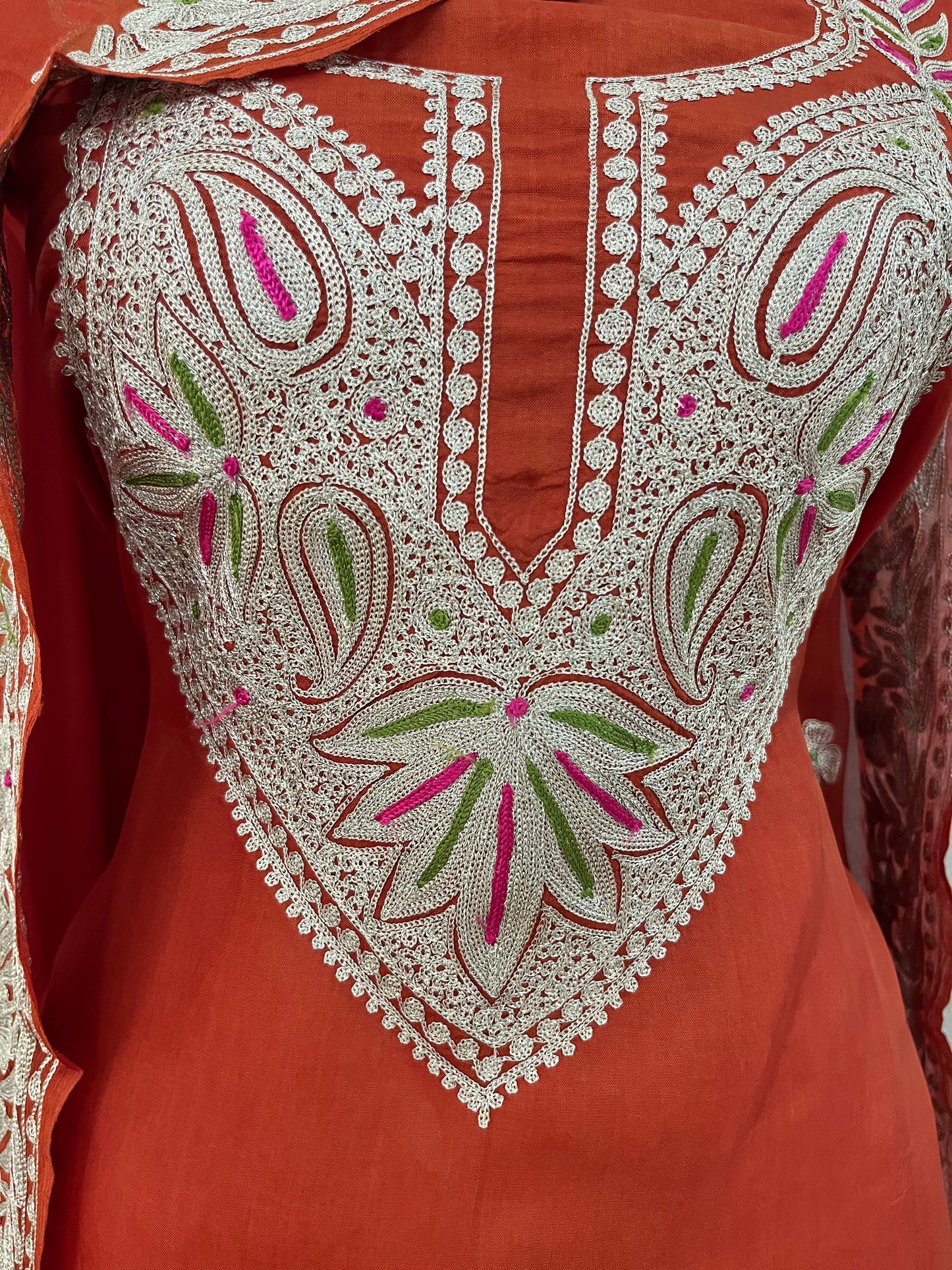 Rust Opada Silk Kashmiri Suits