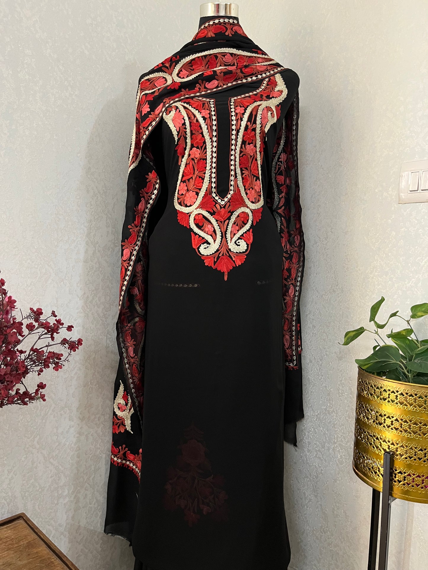 Black Pure Georgette Kashmiri Suit