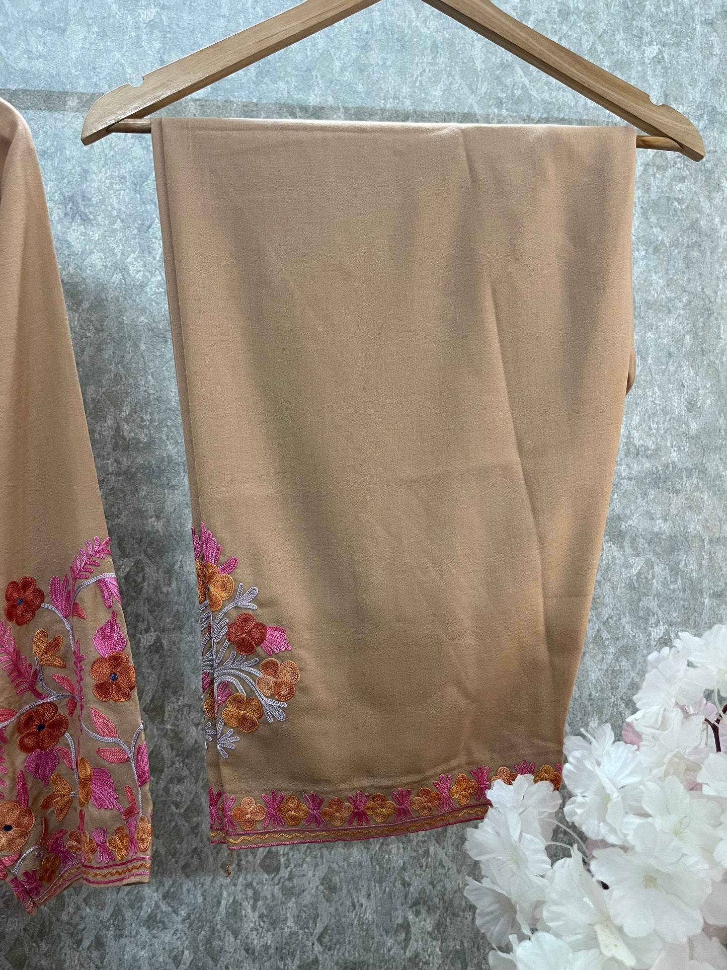 Beige Cotton Front Jaal Pheran Set Size (46)