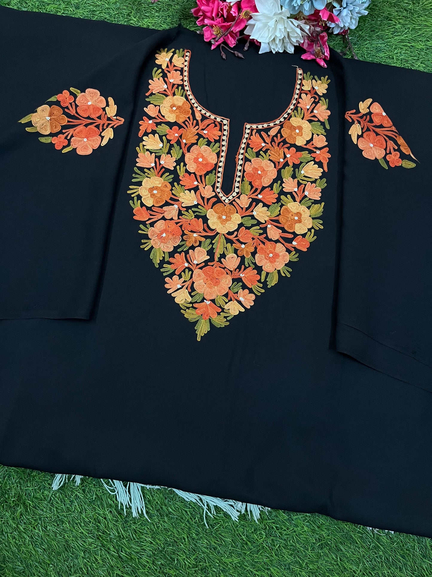 Black Cotton Cord Set (Aari Embroidered)