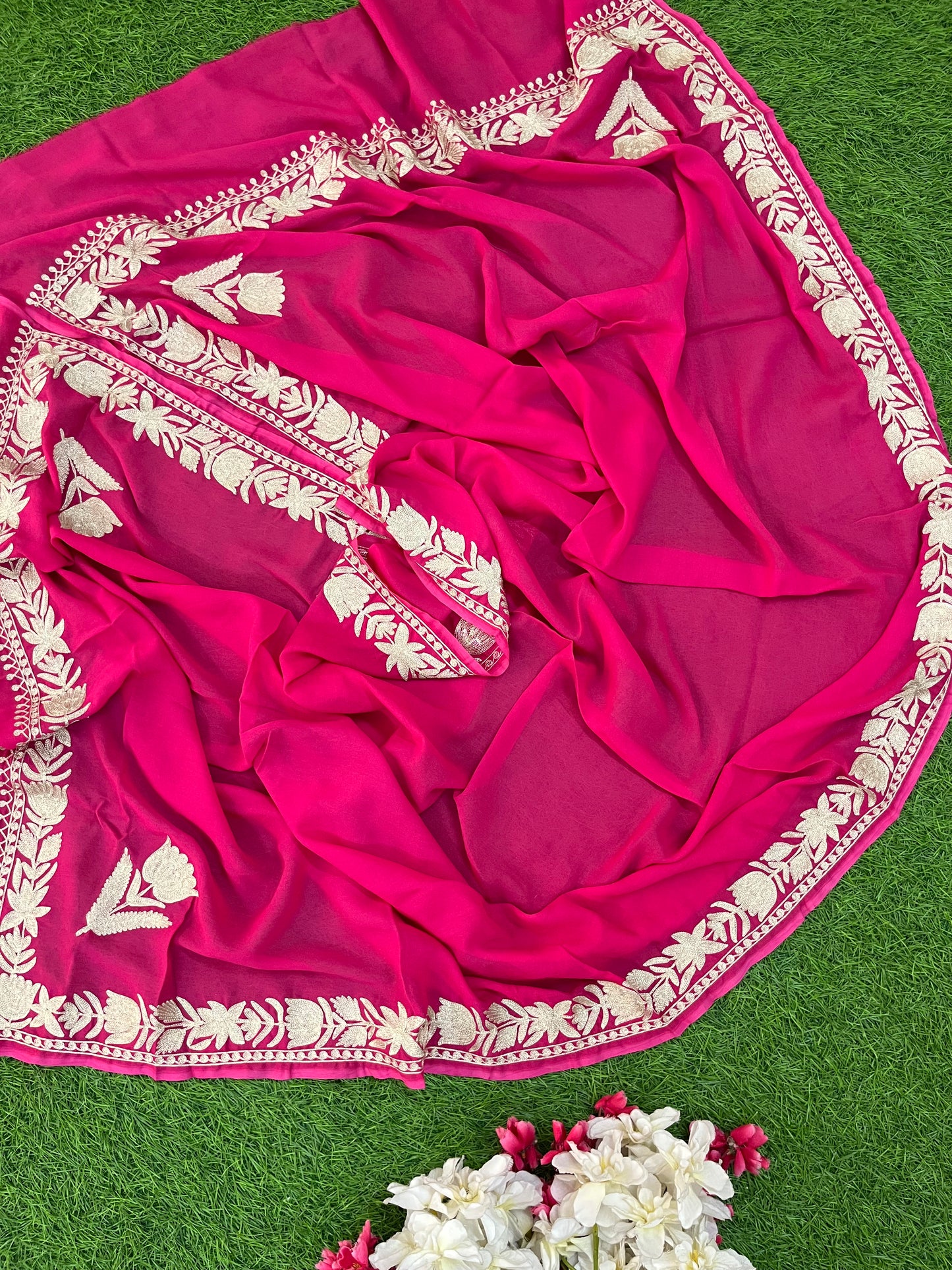 Kalaa’ Fuchsia Pink Crape Kashmiri Suit