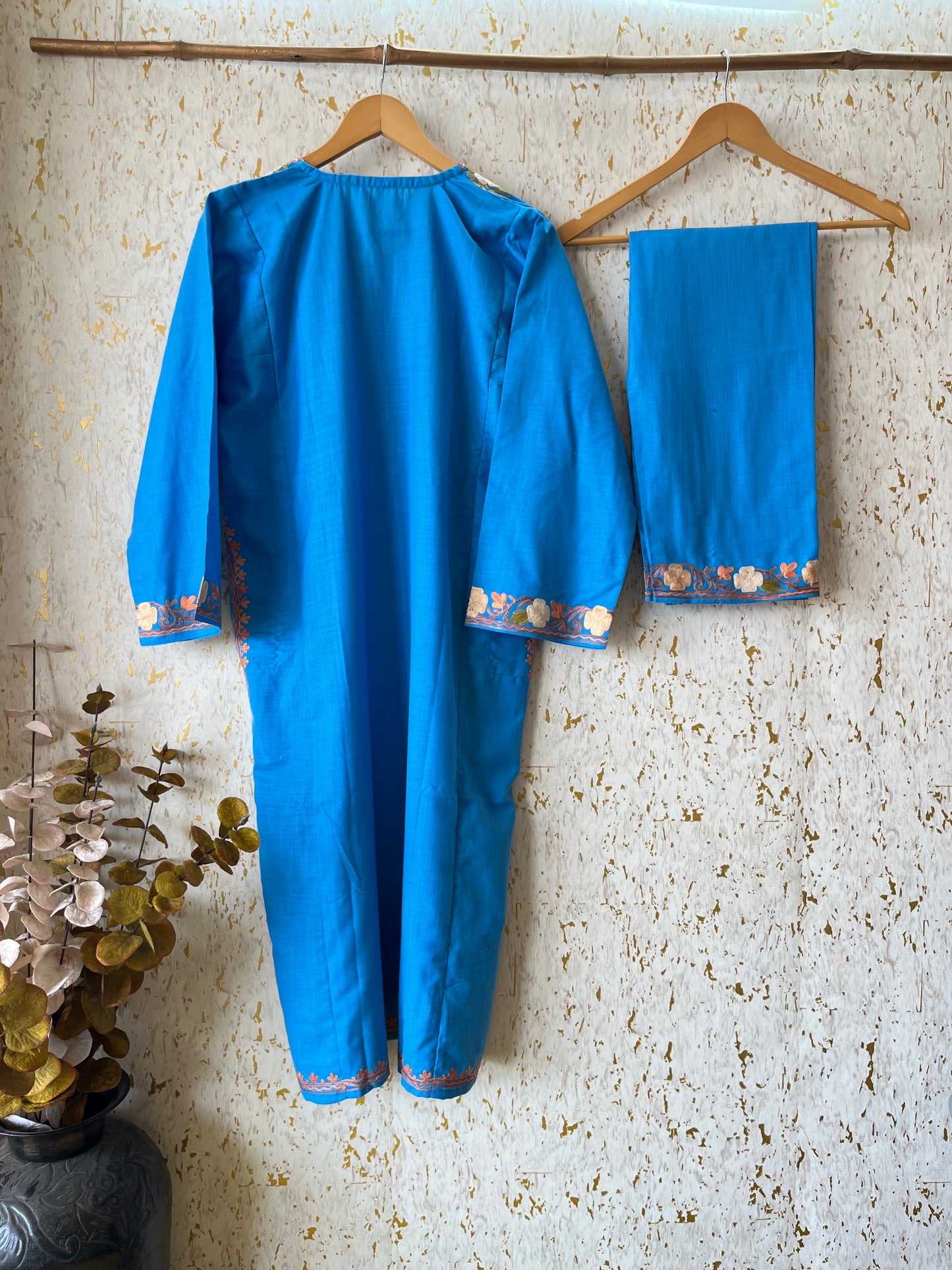 Sky blue Cotton Pheran Set (Free Size)