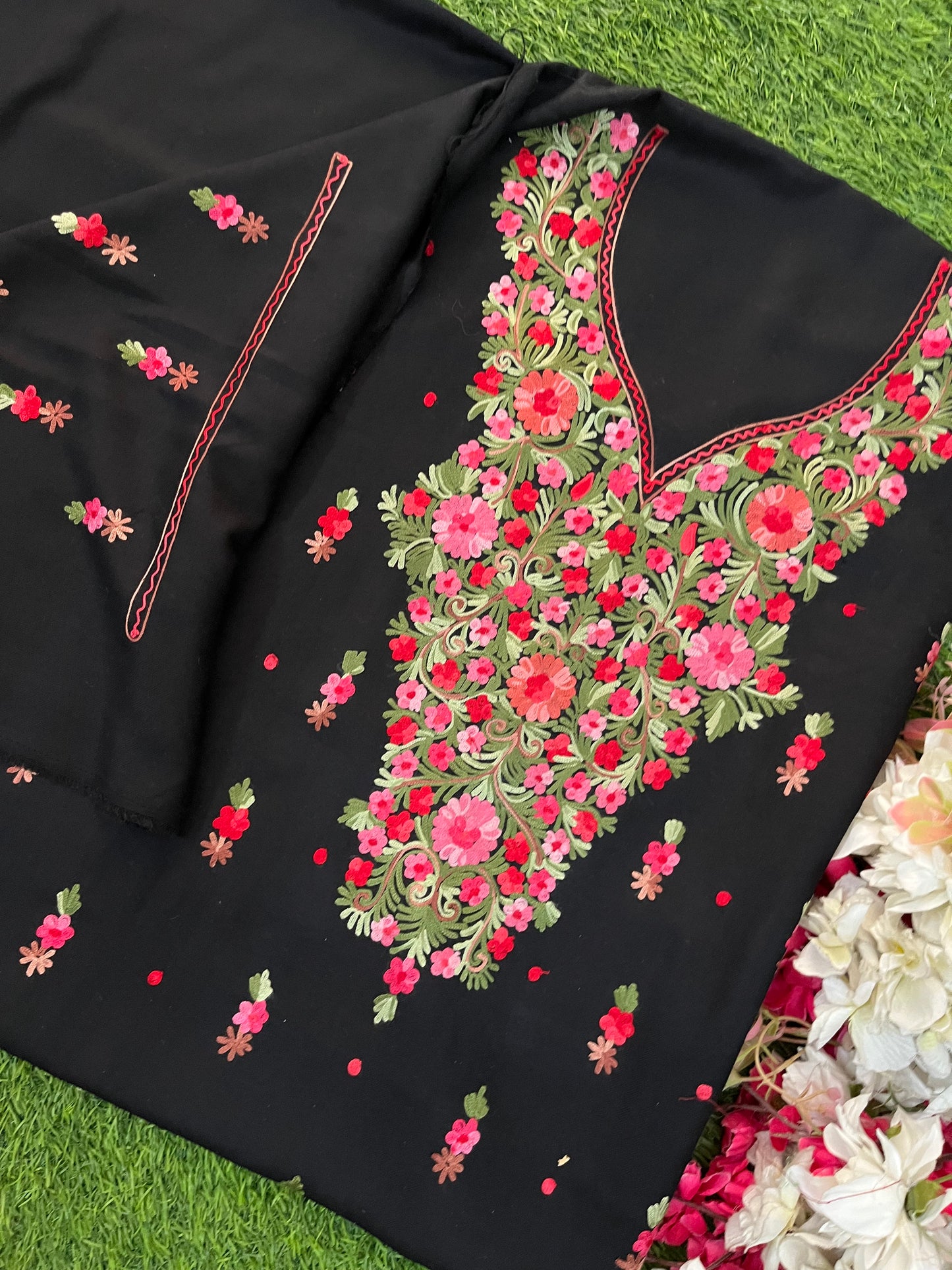 Black Woollen Aari Embroidered 3pc suit