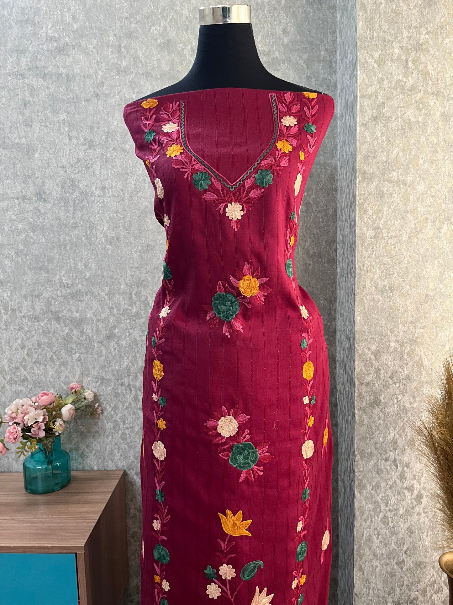 Burgund Cotton Unstitched Co-ord Set