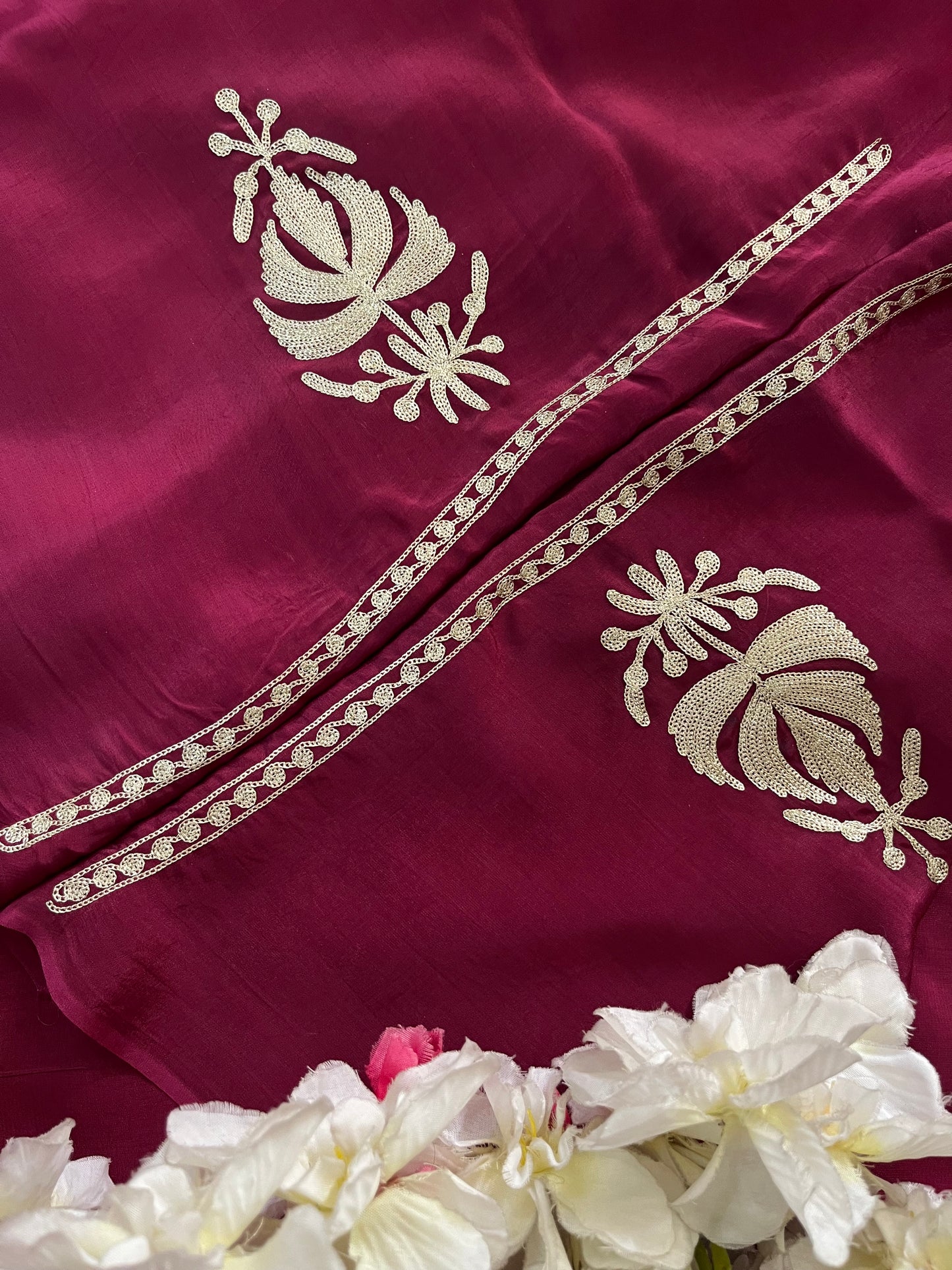 ‘Kalaa’ Burgundy Crape Kashmiri Suit