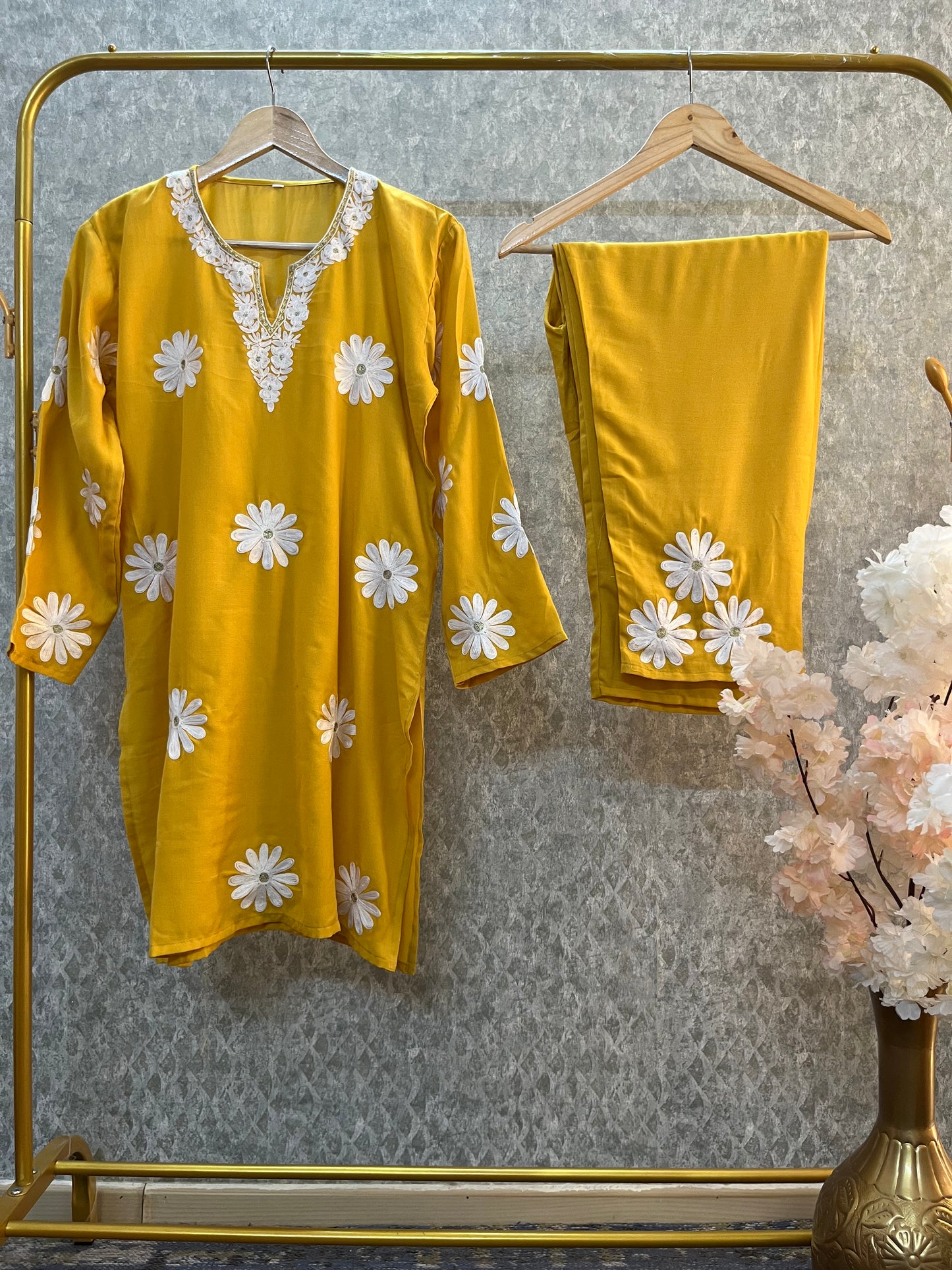 Yellow Cotton Cord Set Size(42)