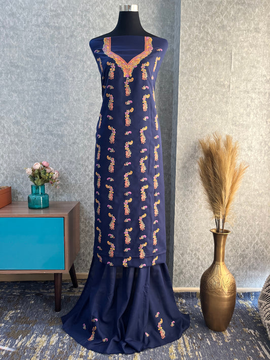 Cotton Blue Two Piece Set (Hand Embroidered)