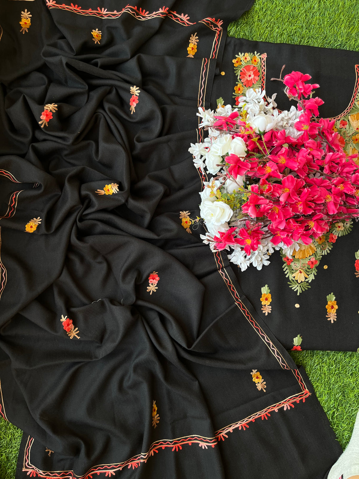 Black Woollen Aari Embroidered 3pc suit