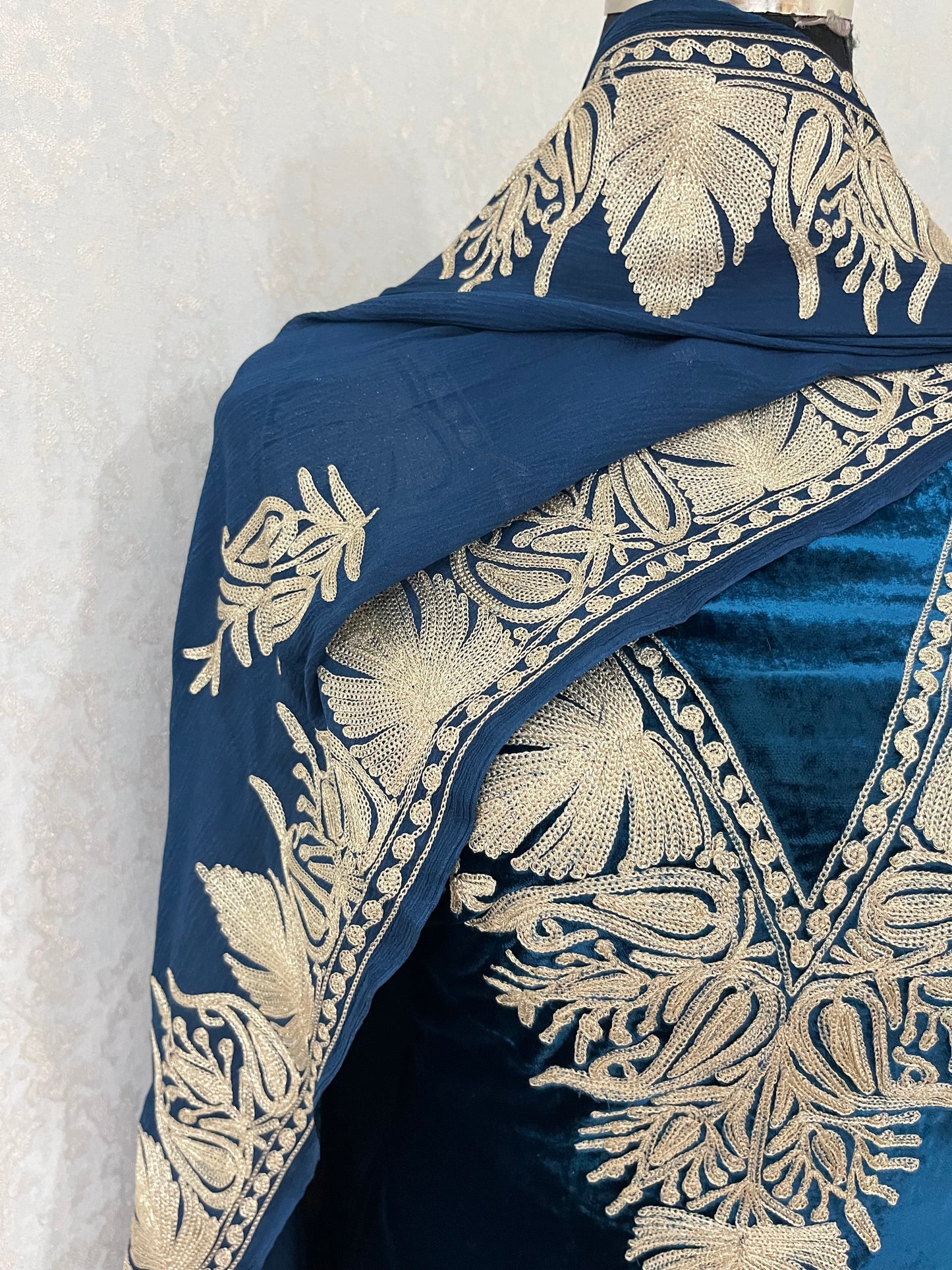 Electric Blue Tilla Makhmal 3pc Suit