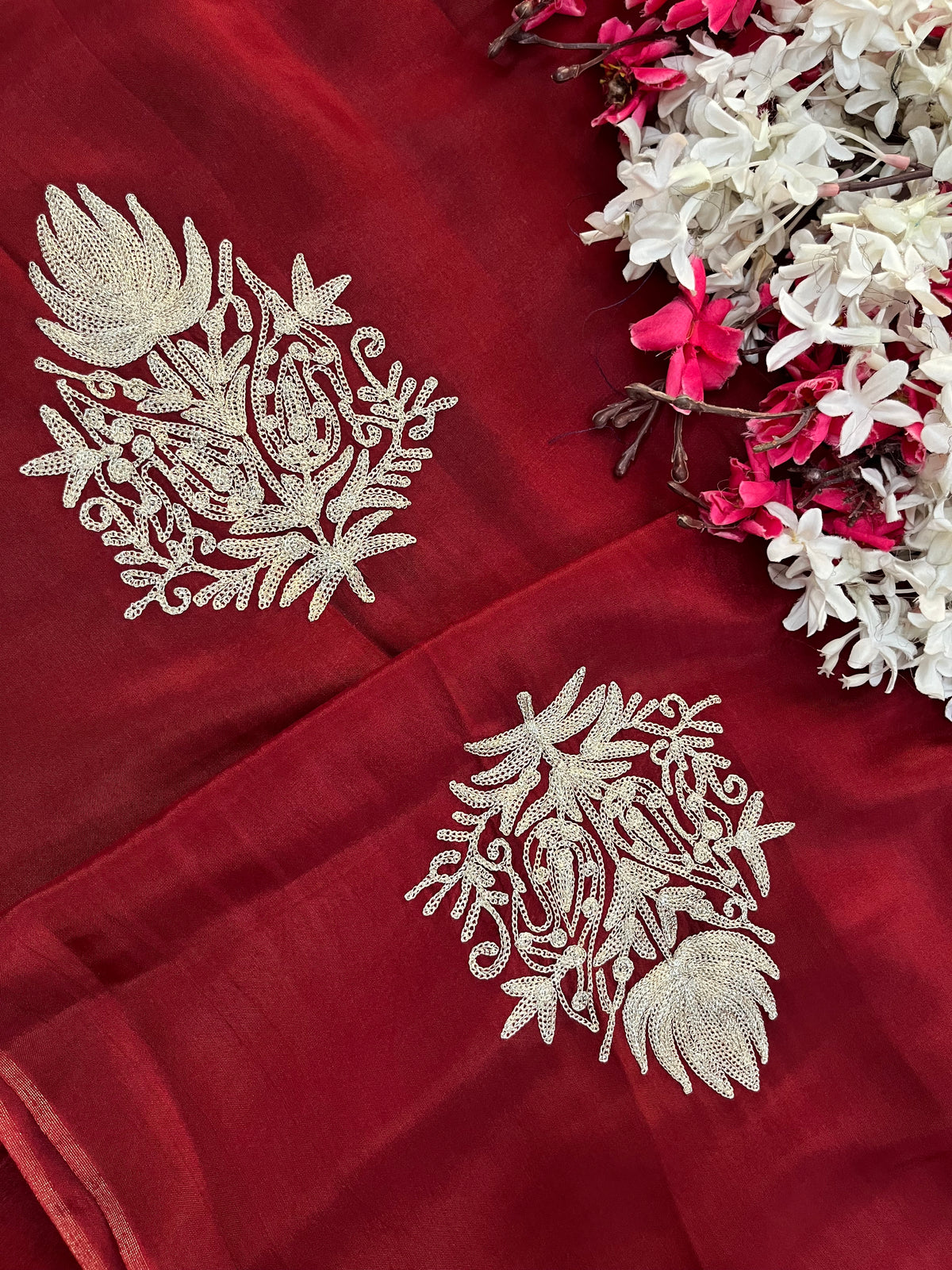 Maroon Silk Tilla Kashmiri Suit