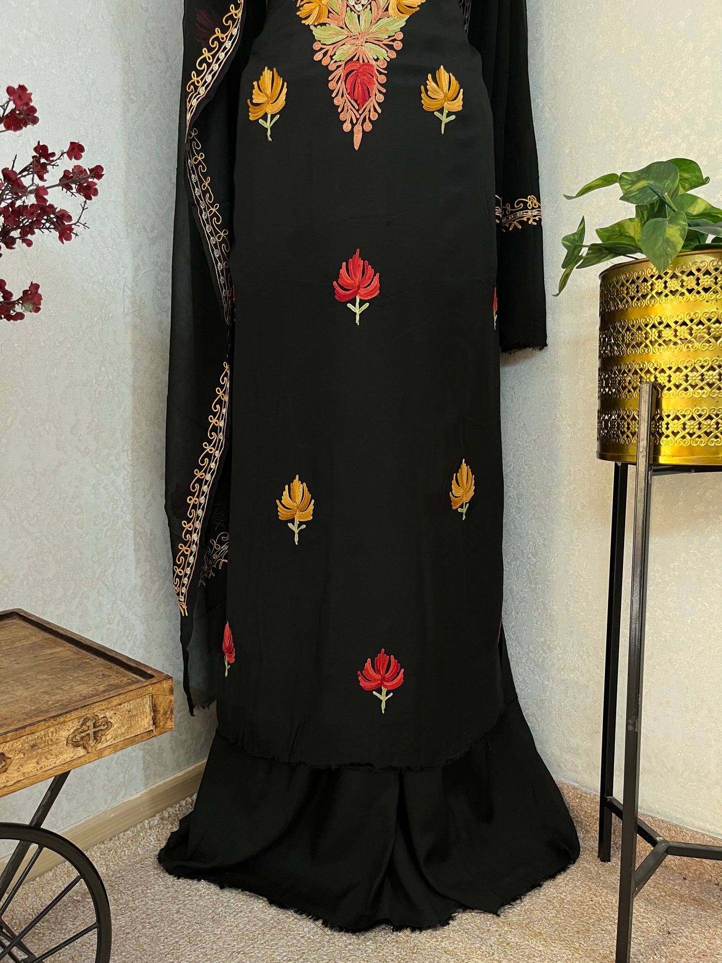 Black Muslin Cotton Aari Embroidered 3pc set