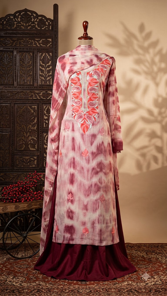 Coffee Pure Georgette Ty Dy Kashmiri Suit