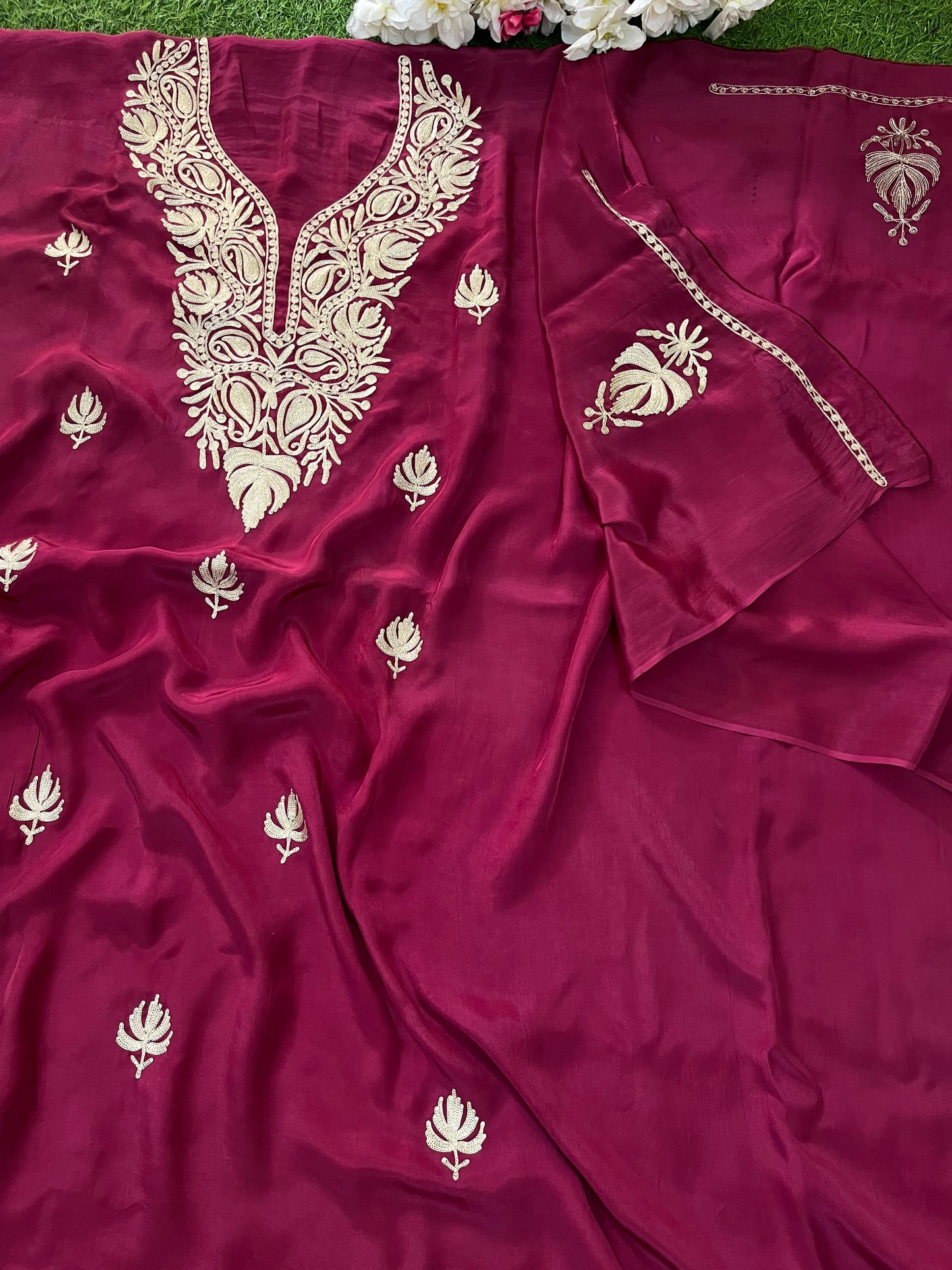 ‘Kalaa’ Burgundy Crape Kashmiri Suit