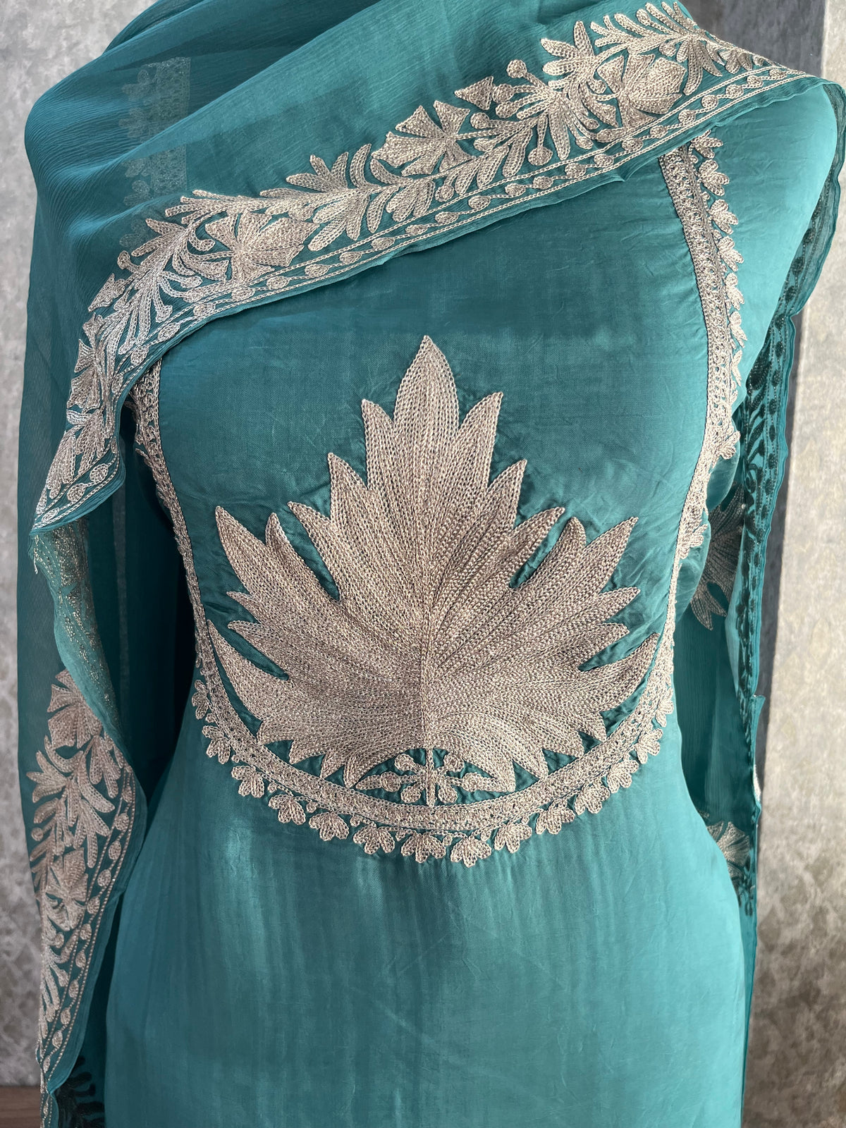 Soft Blue Sanam’ Tilla Kashmiri Silk Suit