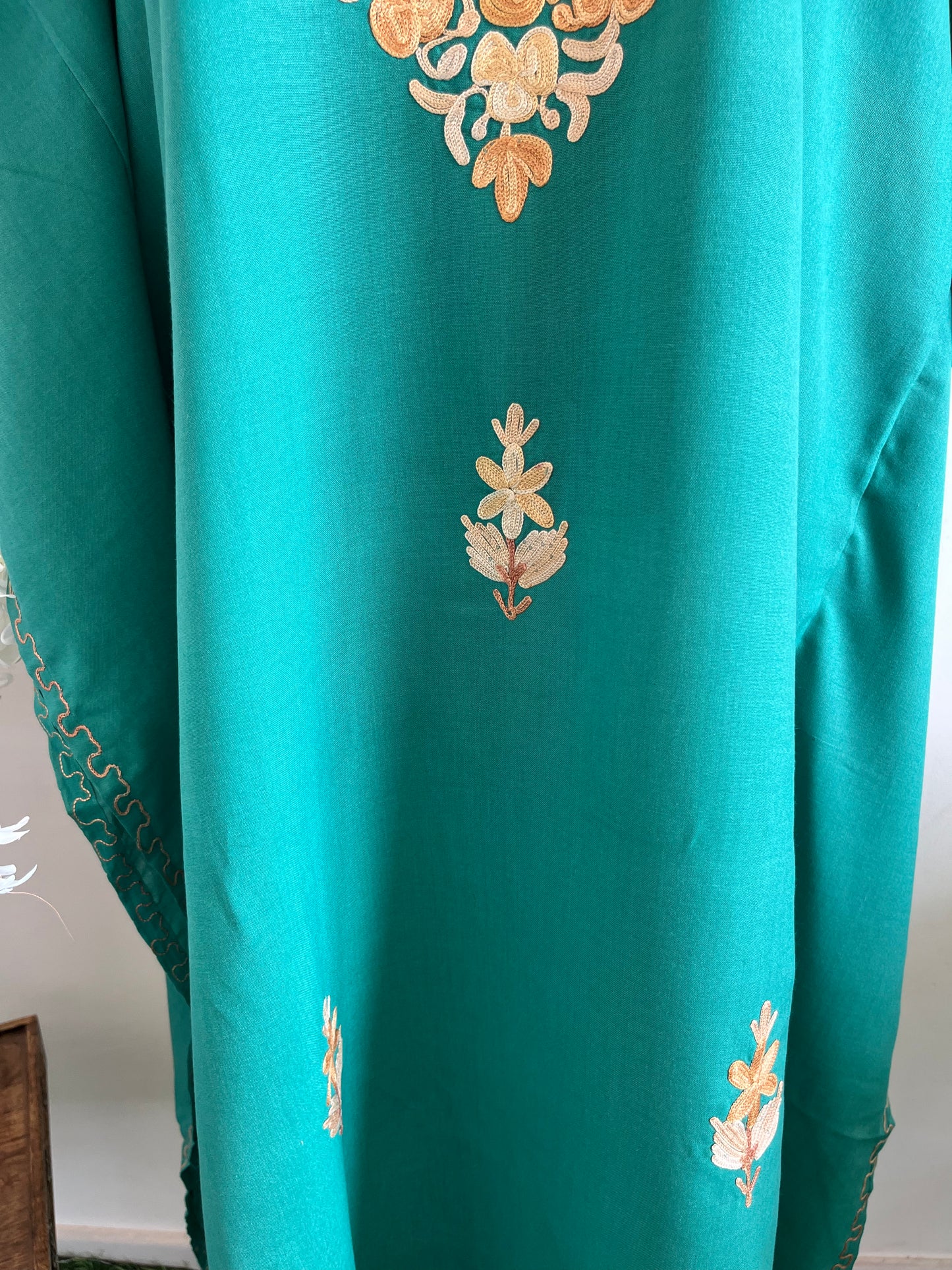 Cotton Green  Aari embroidered Kaftan