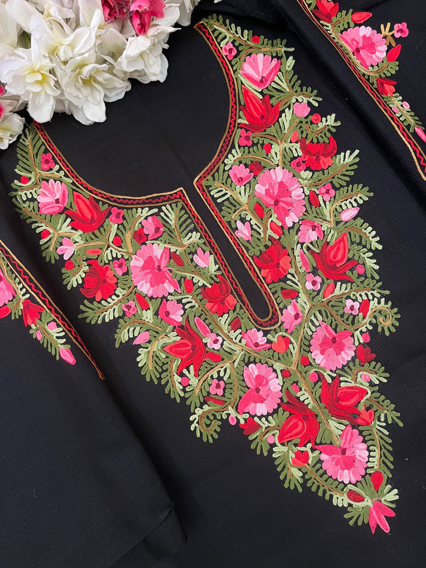 Black Woollen Aari Embroidered 2pc suit 5mtr