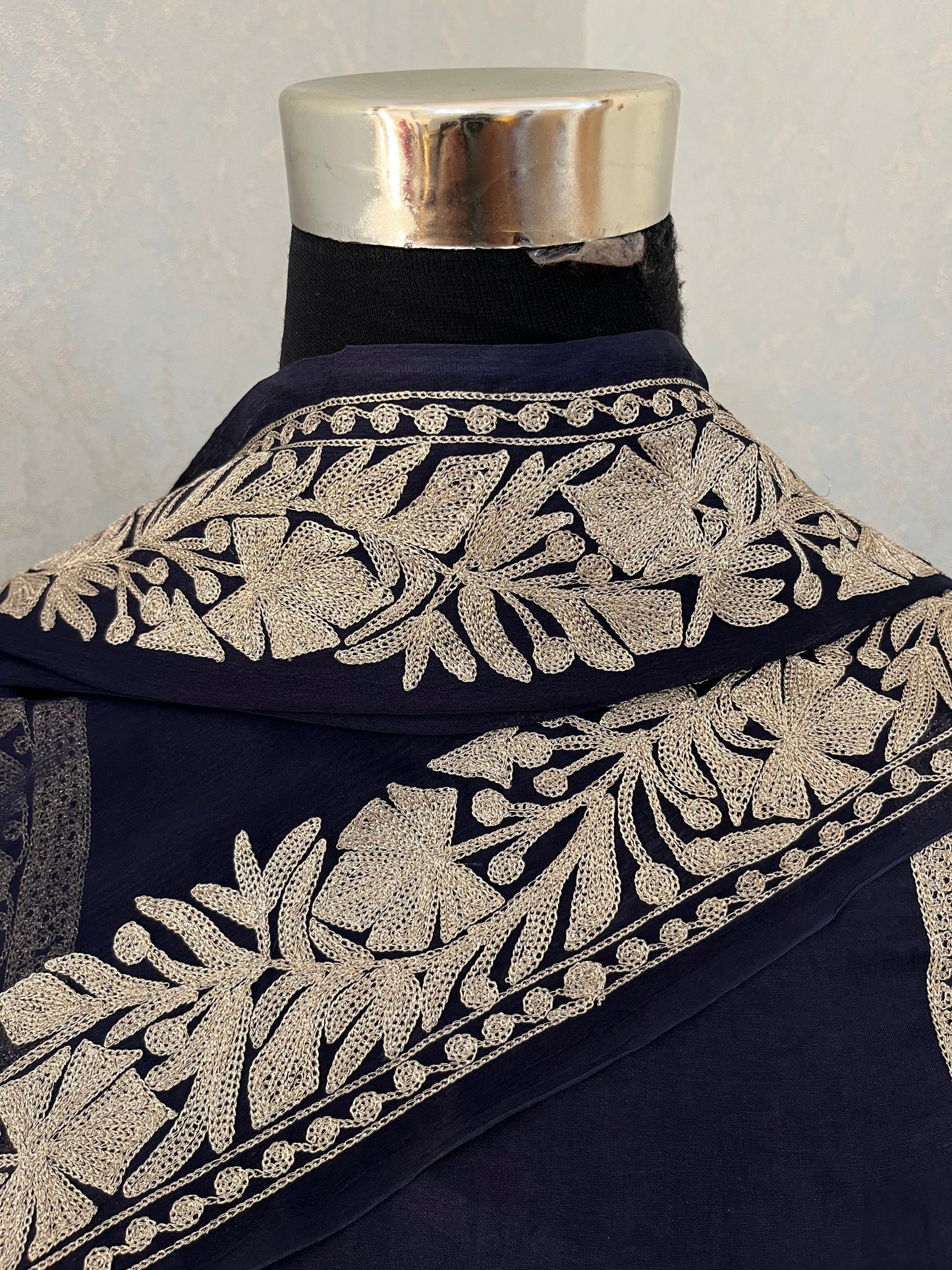 Navy Blue Sanam’ Tilla Kashmiri Silk Suit