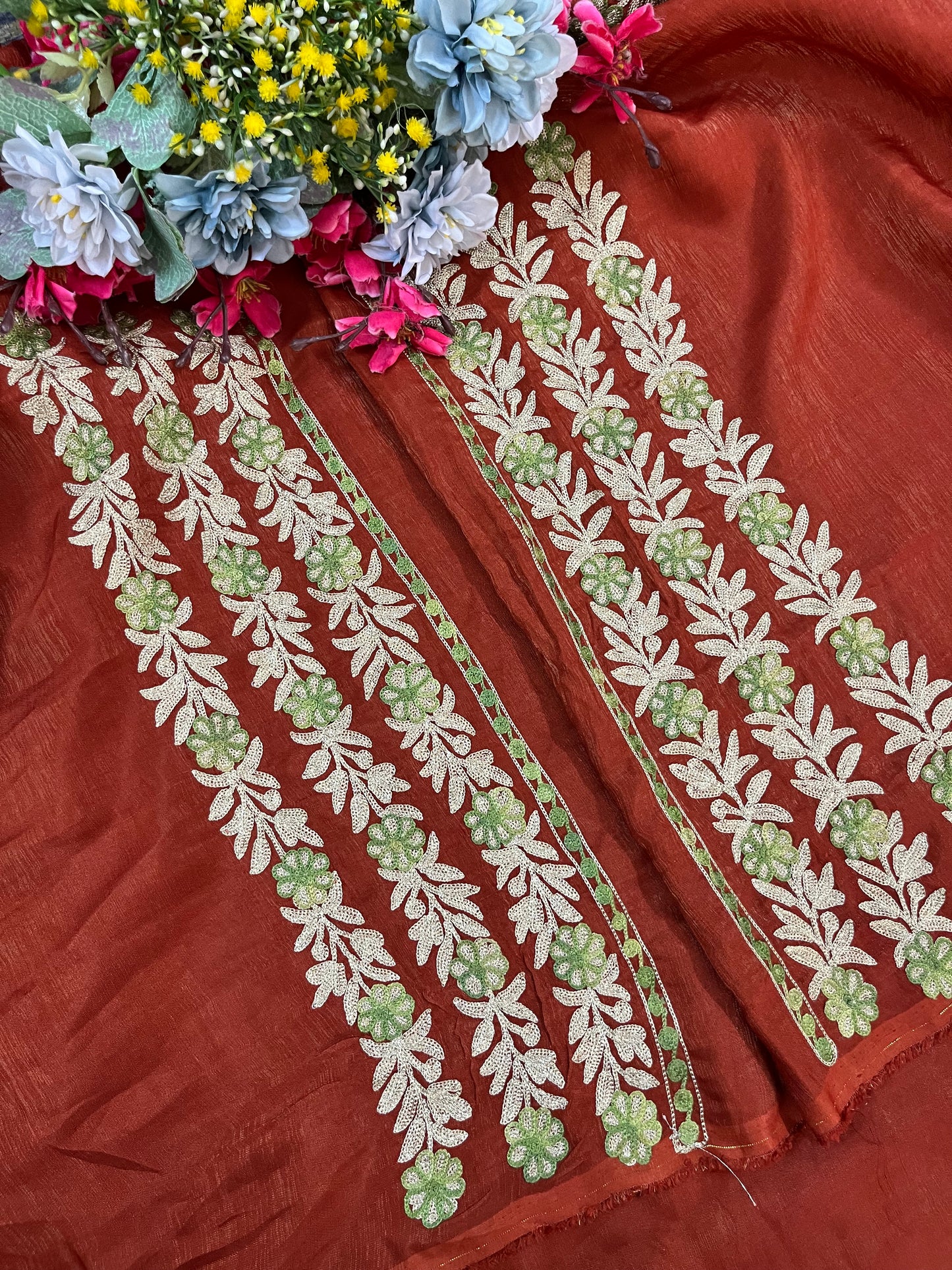 Rust Premium Cotton Kashmiri Suit