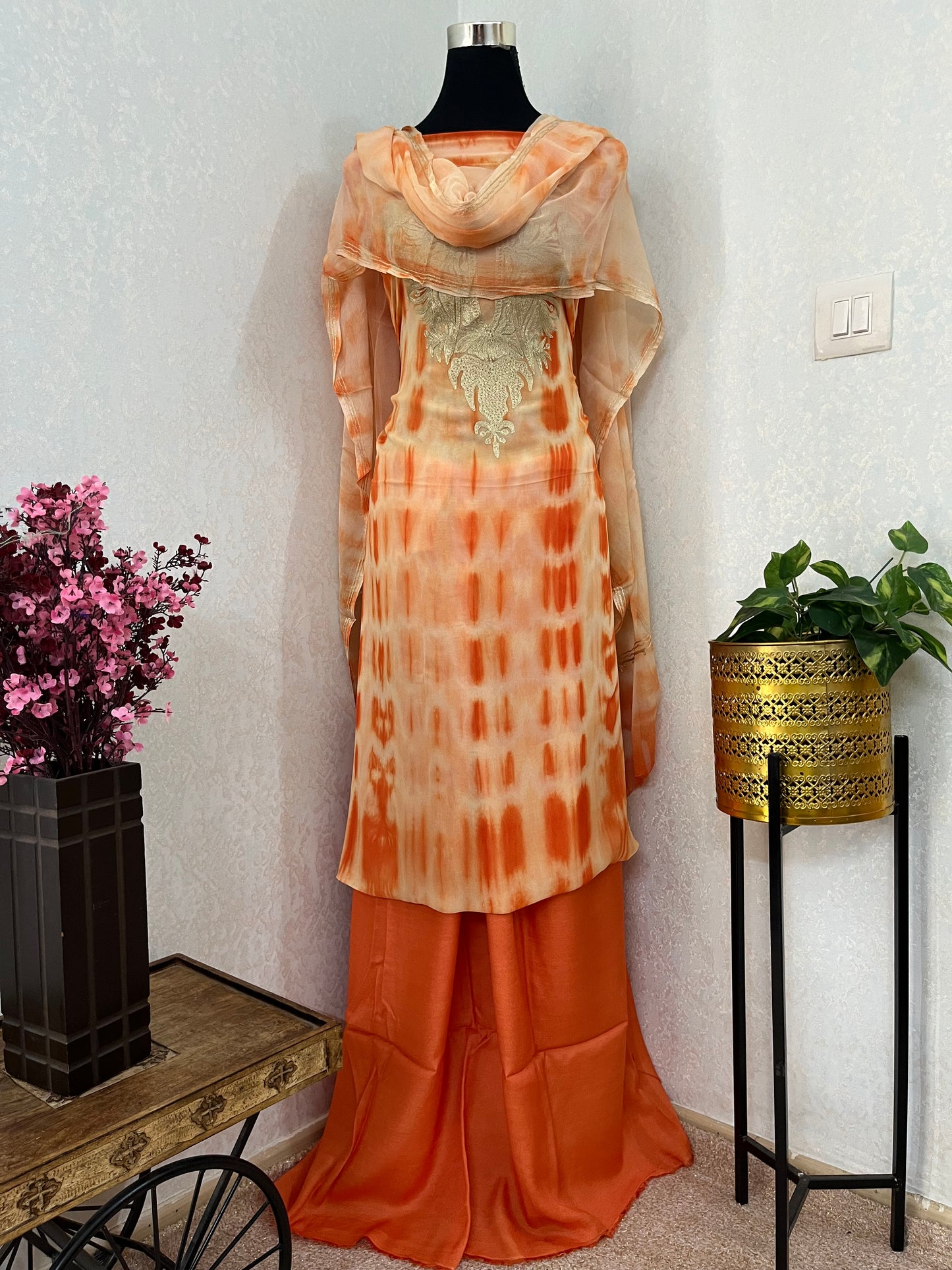 Pure Georgette Ty Dy Kashmiri Suit (length- 40 inch)