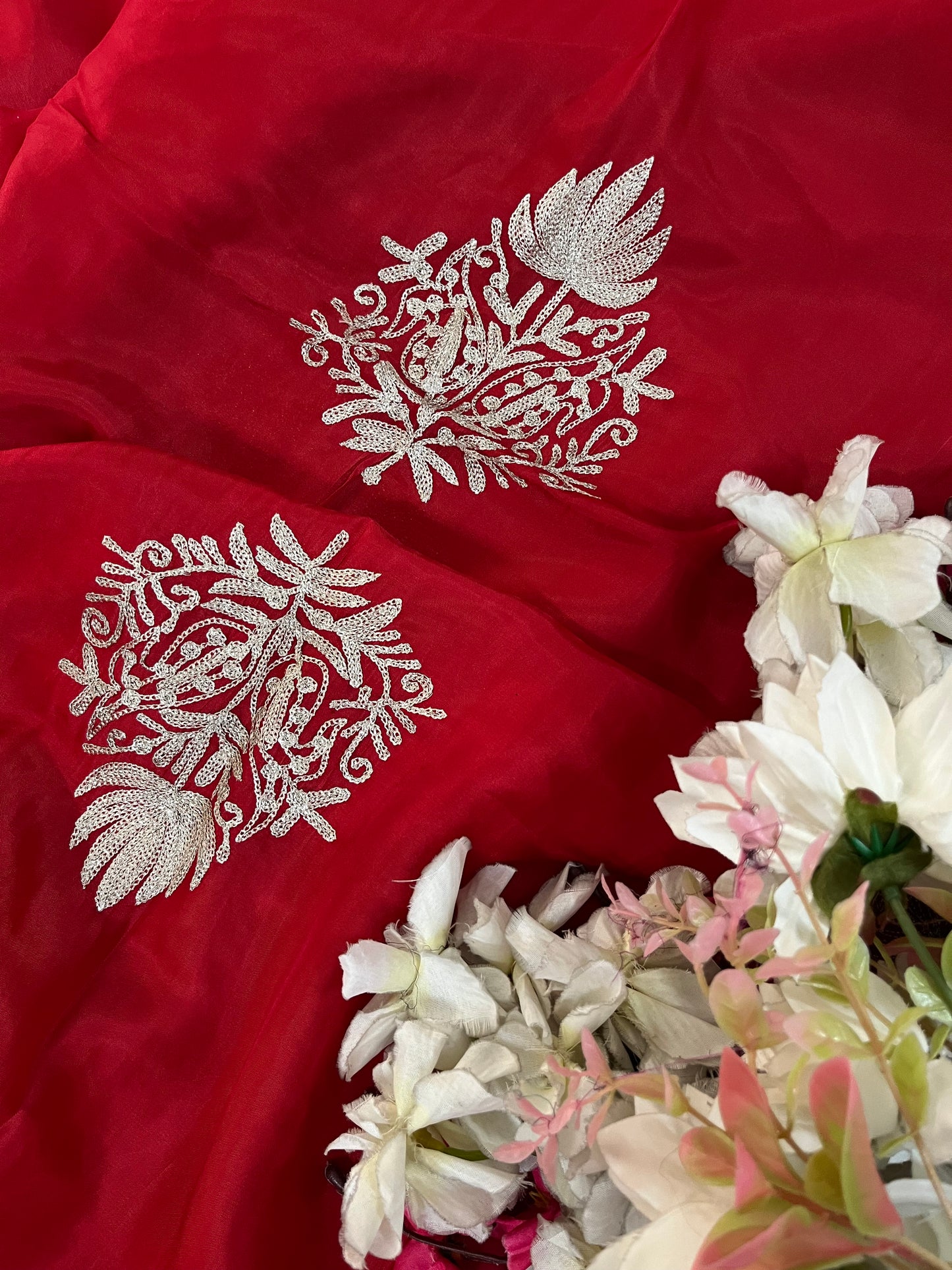 Red Silk Tilla Kashmiri Suit