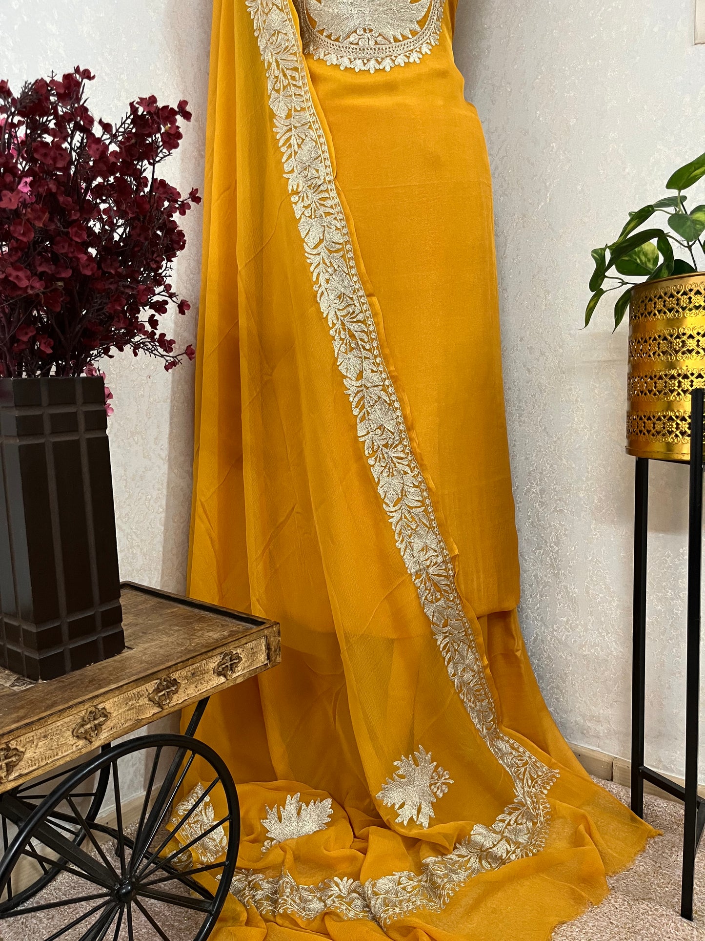 Golden Yellow Sanam’ Tilla Kashmiri Silk Suit