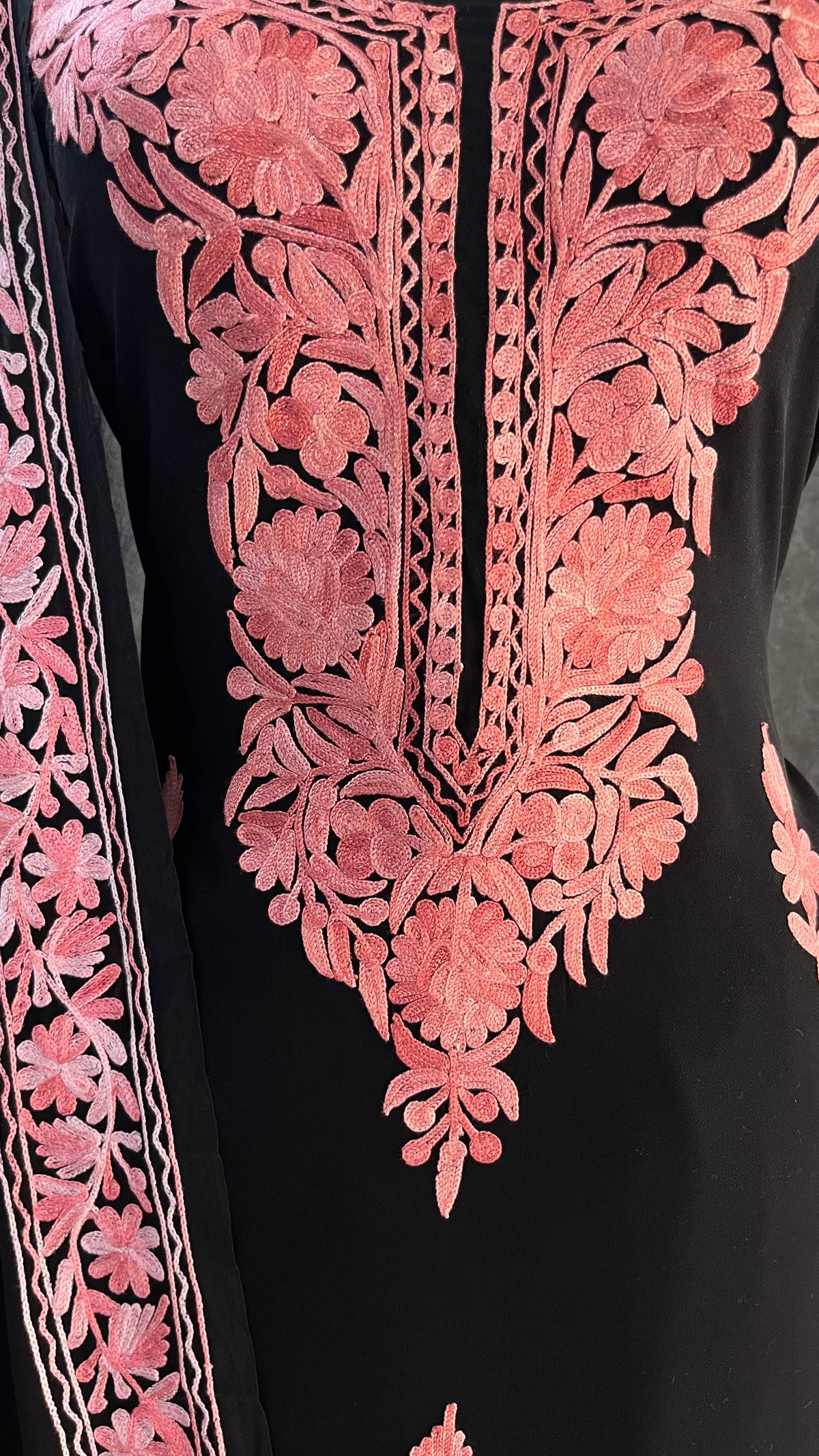 Georgette Black 3 Pc Kashmiri Suit