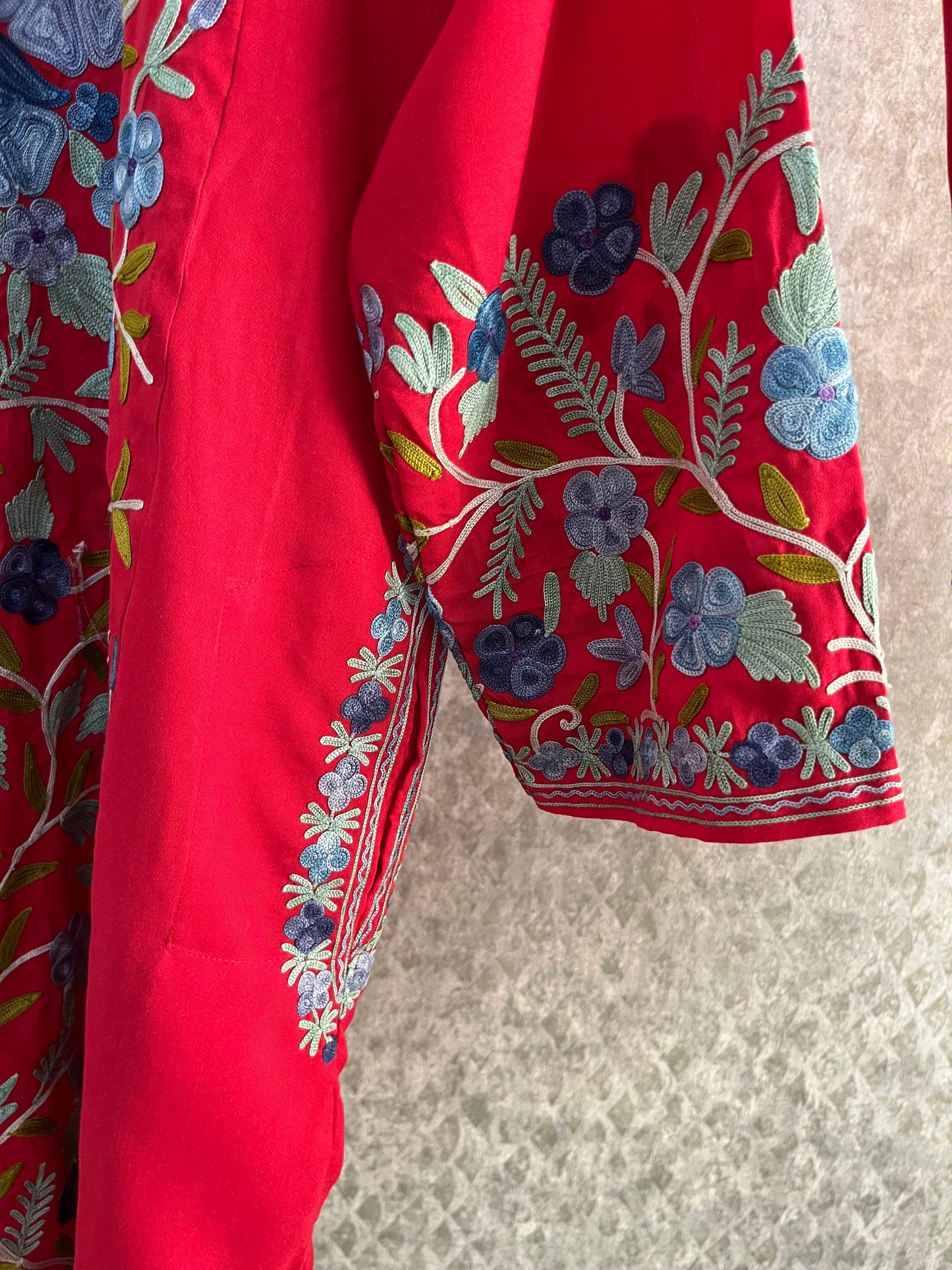 Red Cotton Front Jaal Pheran Set Size (44)