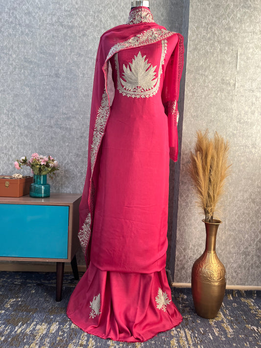 Hot Pink Sanam’ Tilla Kashmiri Silk Suit