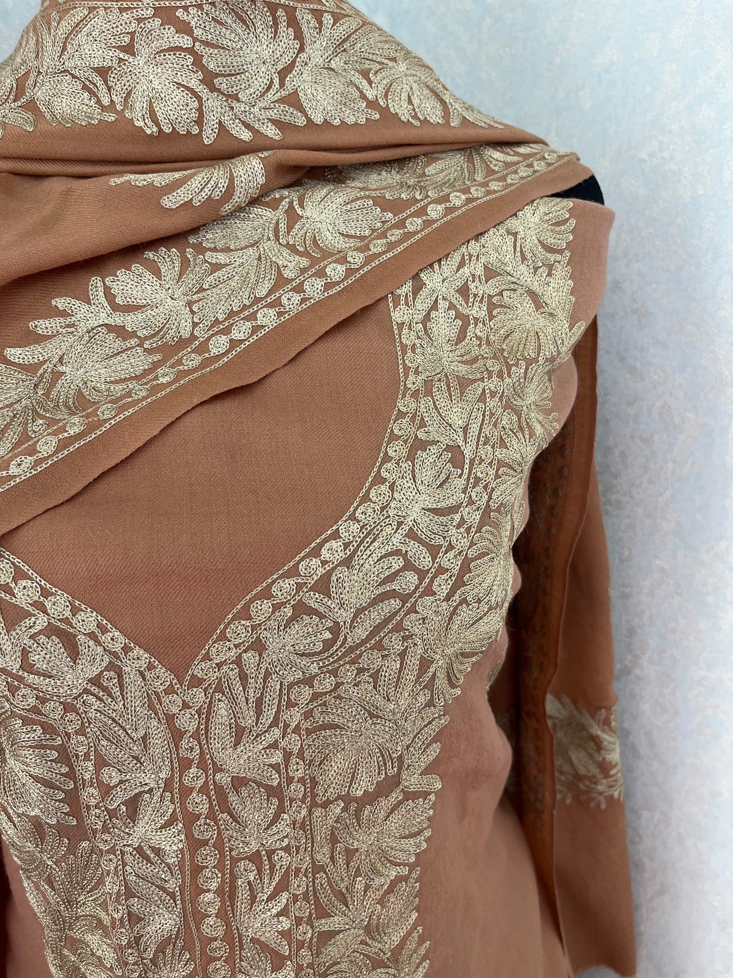 Beige Tilla Embroidered 3pc Suit Stole