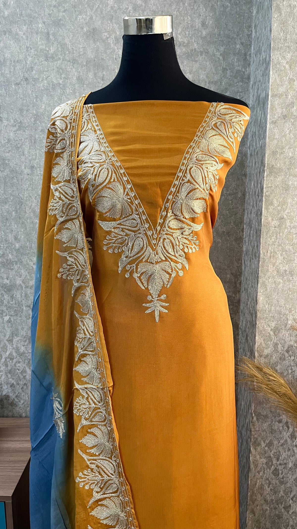 Mustard Sanam Silk Kashmiri Suit