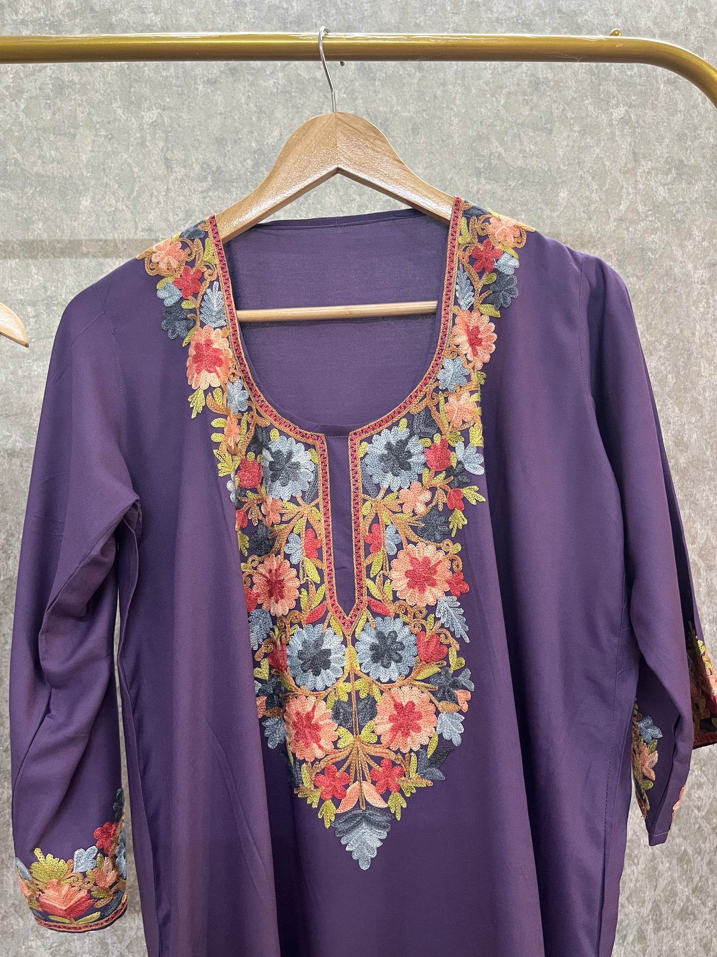 Purple Cotton Stitched Co-ord Set(42)