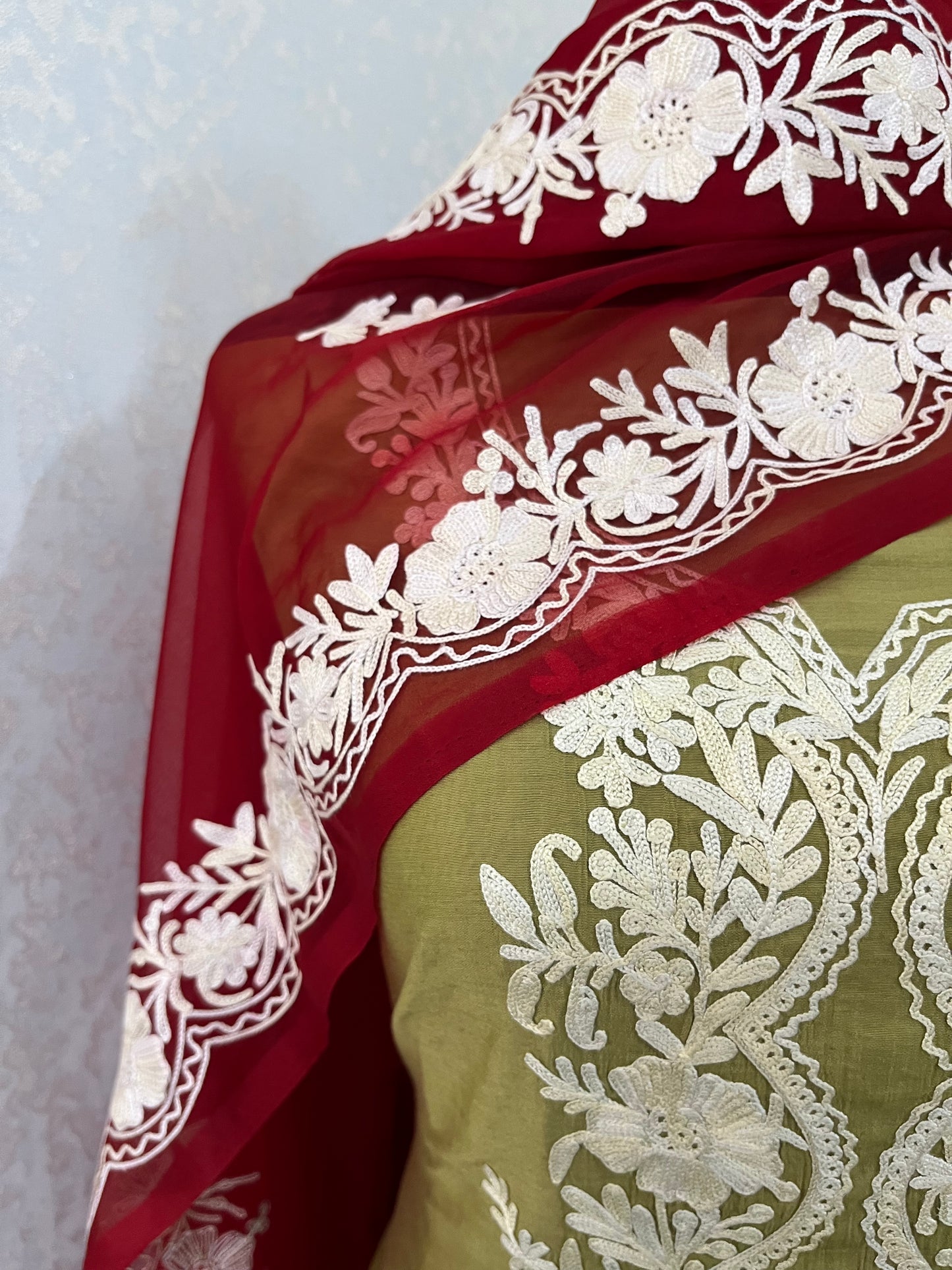 Pista Green Chanderi Silk Kashmiri Suit
