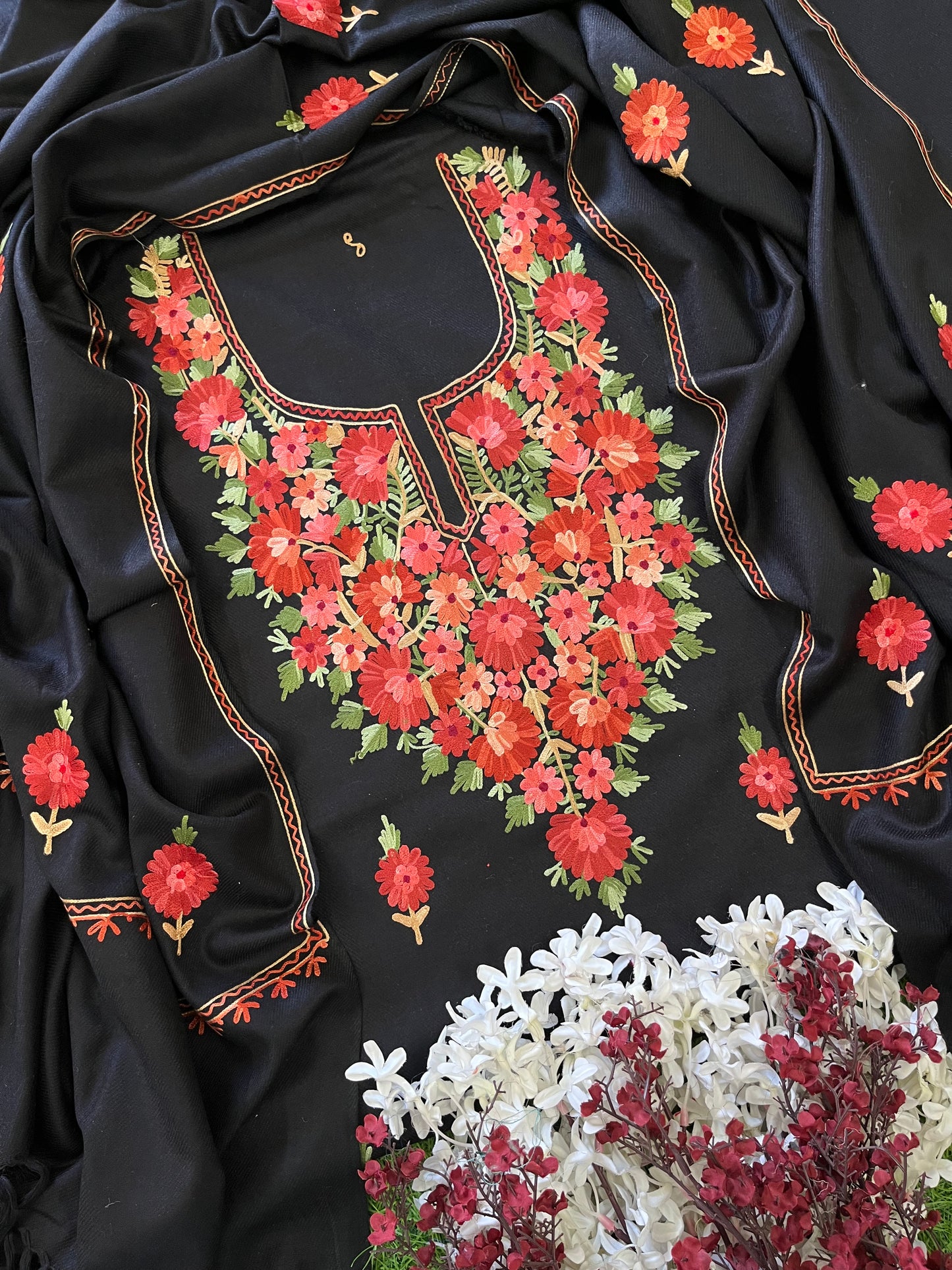 Black Woollen Aari Embroidered 3pc suit