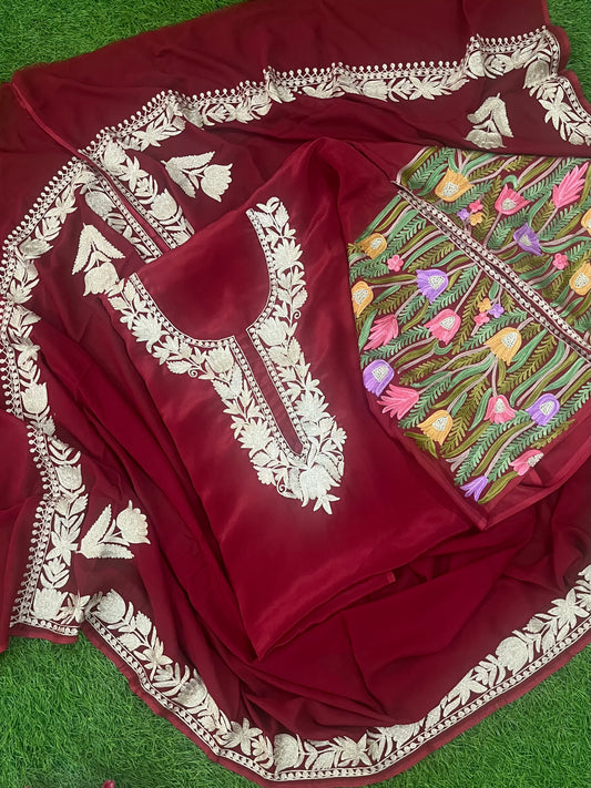 Kalaa’ Maroon Crape Kashmiri Suit