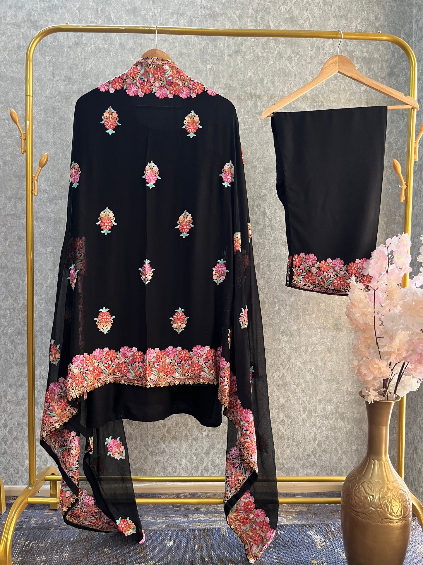 Black Cotton Stitched Co-ord Set with dupatta (44)