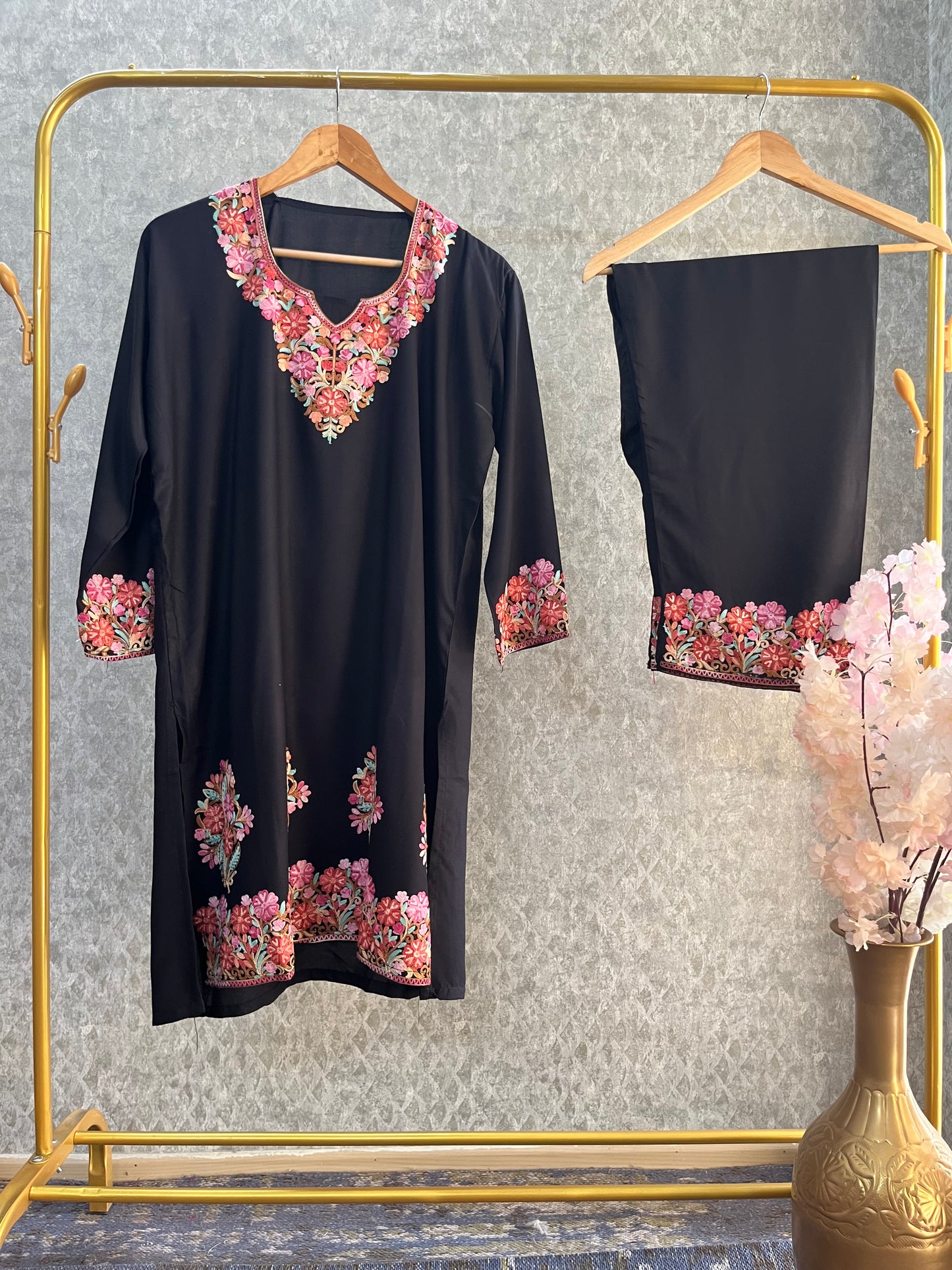 Black Cotton Stitched Co-ord Set with dupatta (44)
