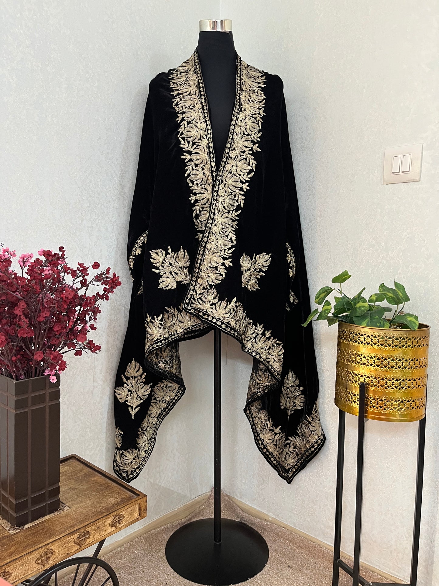 Black Tilla Embroidered Velvet Cape
