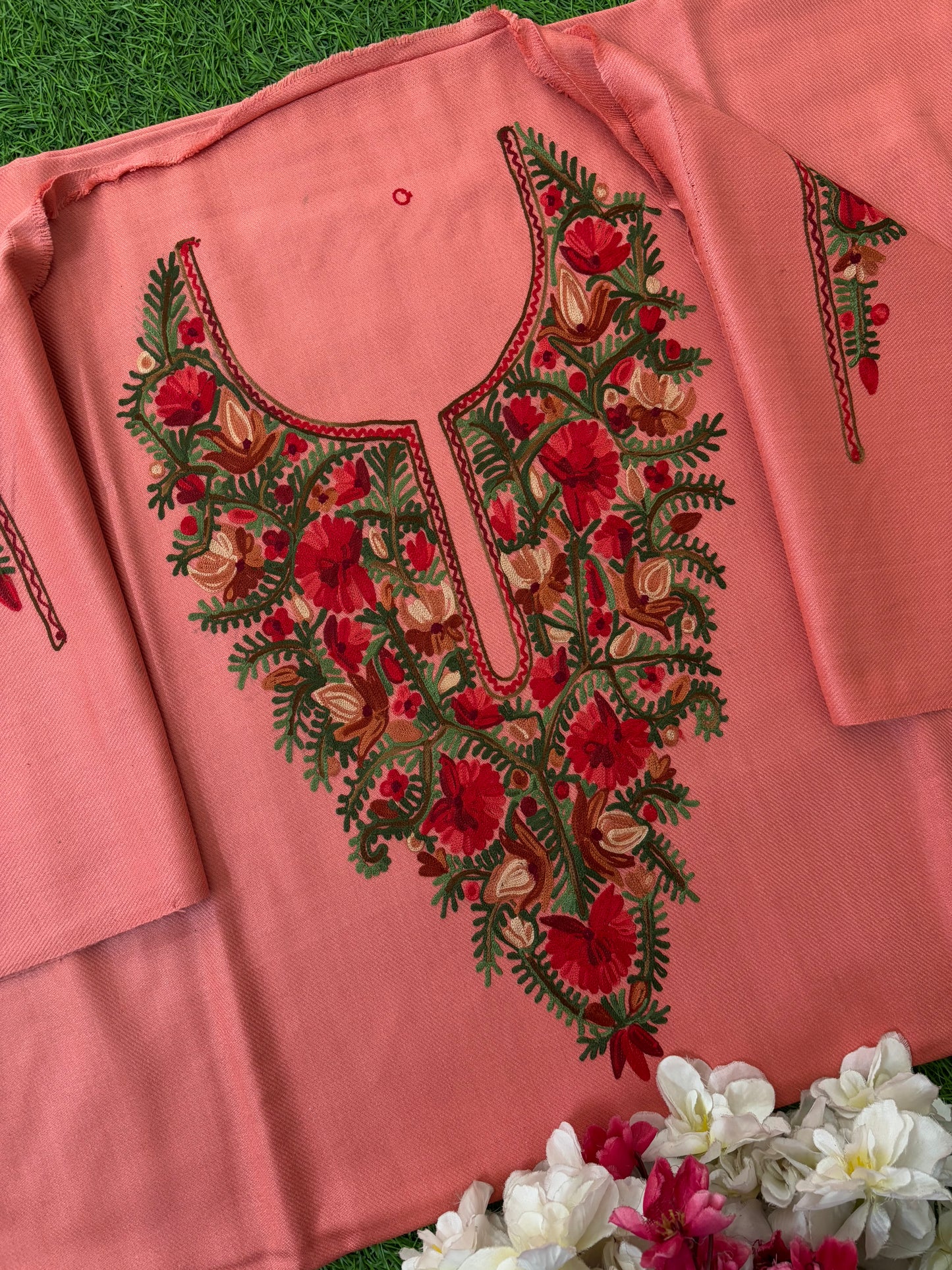 Rose Pink Woollen Aari Embroidered 3pc suit