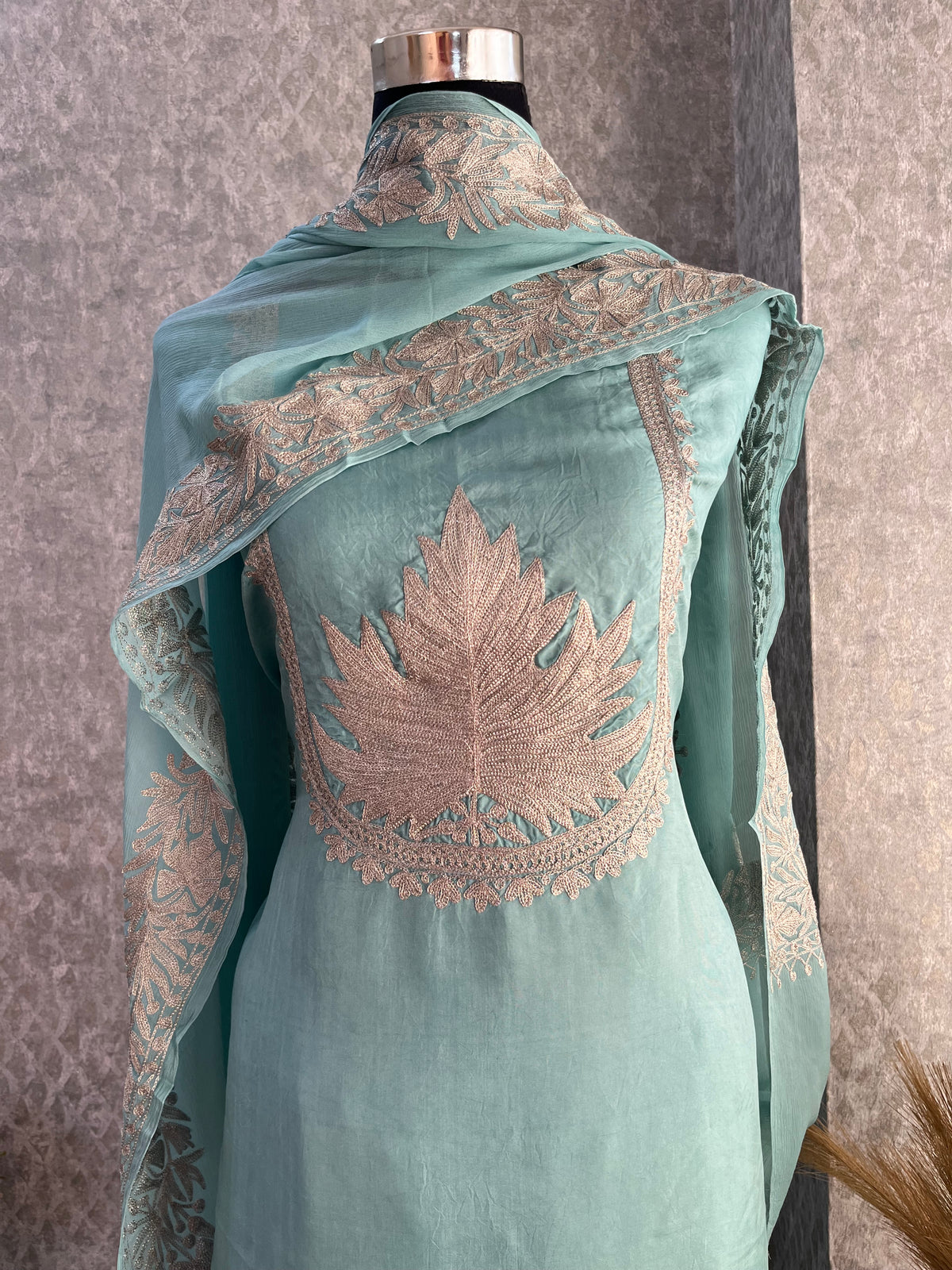 Sky Blue Sanam’ Tilla Kashmiri Silk Suit